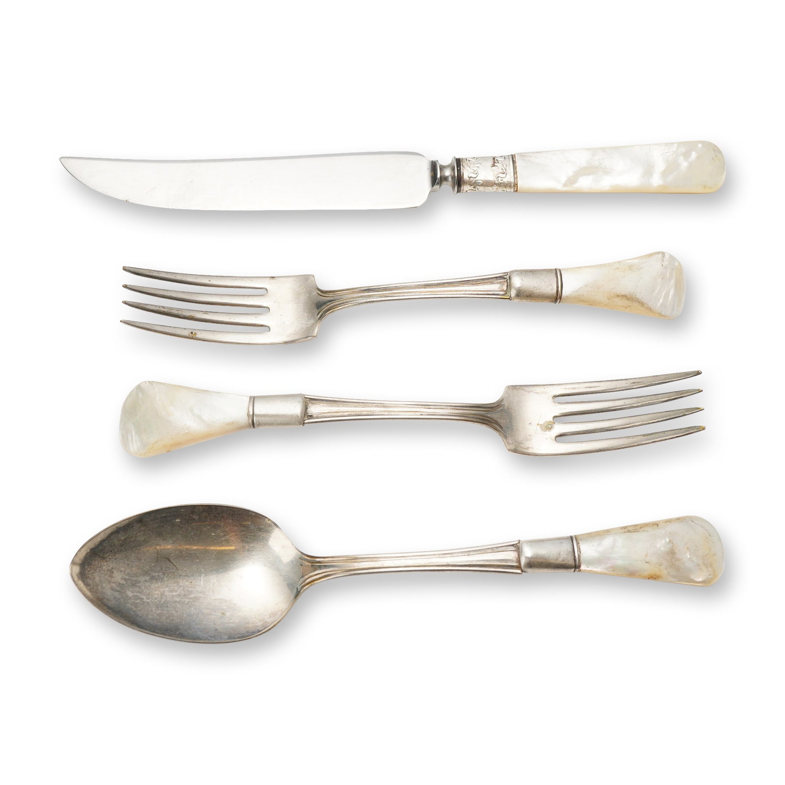 4pc Mother-of-Pearl Handled Sterling Collar Flatware (1 of 5)