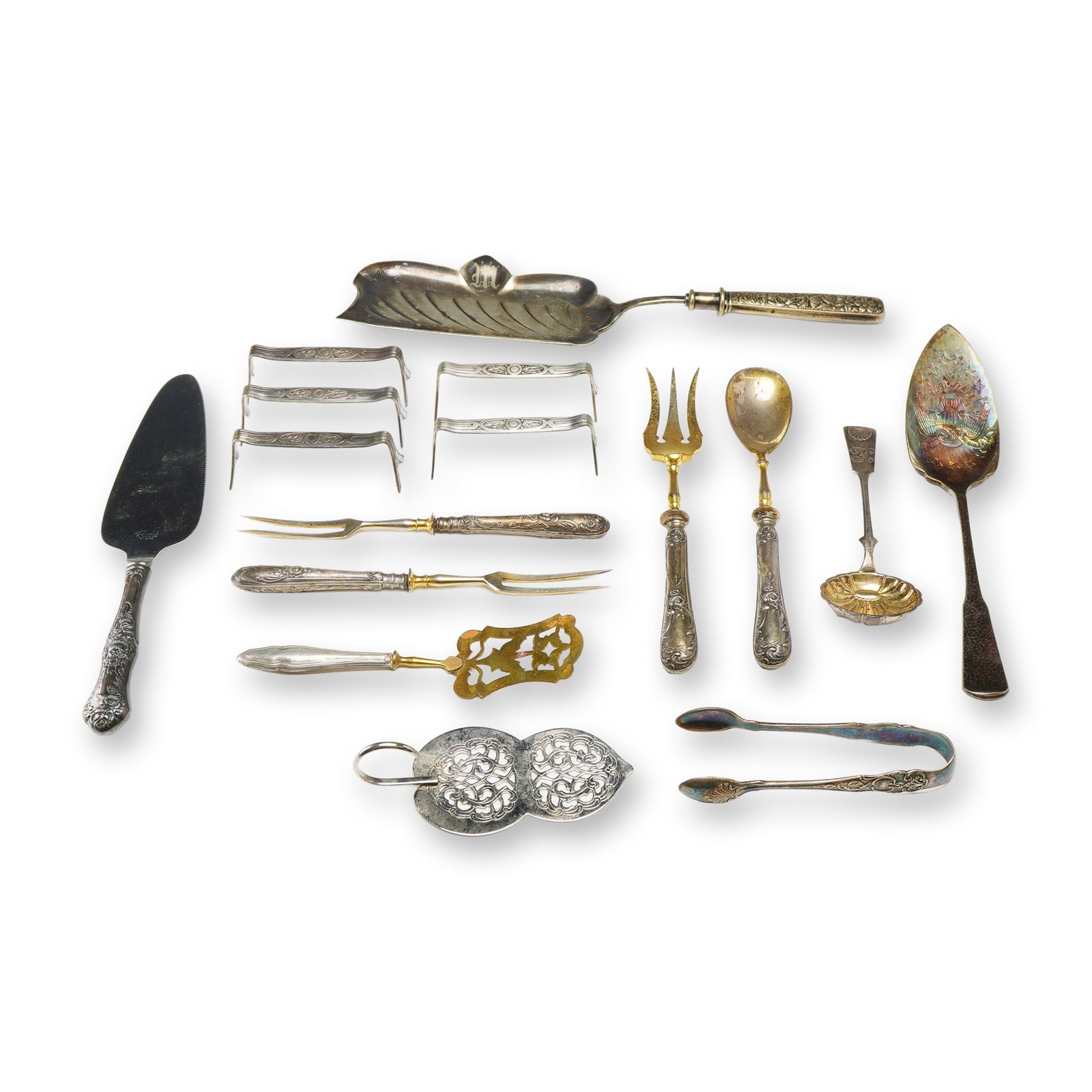 16pc Collection of Silver-Plated and 800 Silver Flatware and Serving Utensils (1 of 6)
