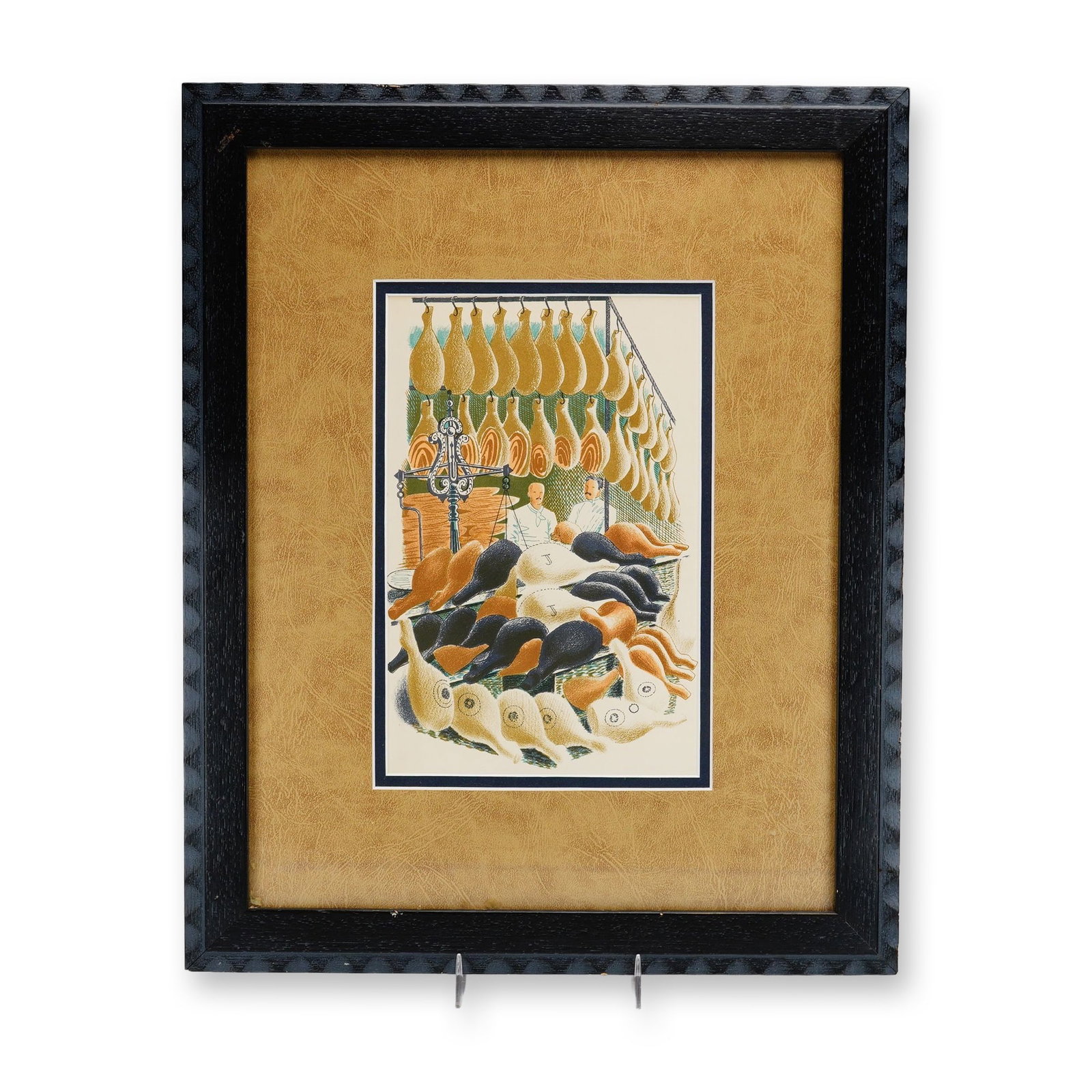 Eric Ravilious, Hams, Chromolithograph: This chromolithograph by Eric Ravilious (British, 1903??"1942) is titled Hams and was originally published as part of the High Street series in 1938. The print depicts a busy butcher shop counter