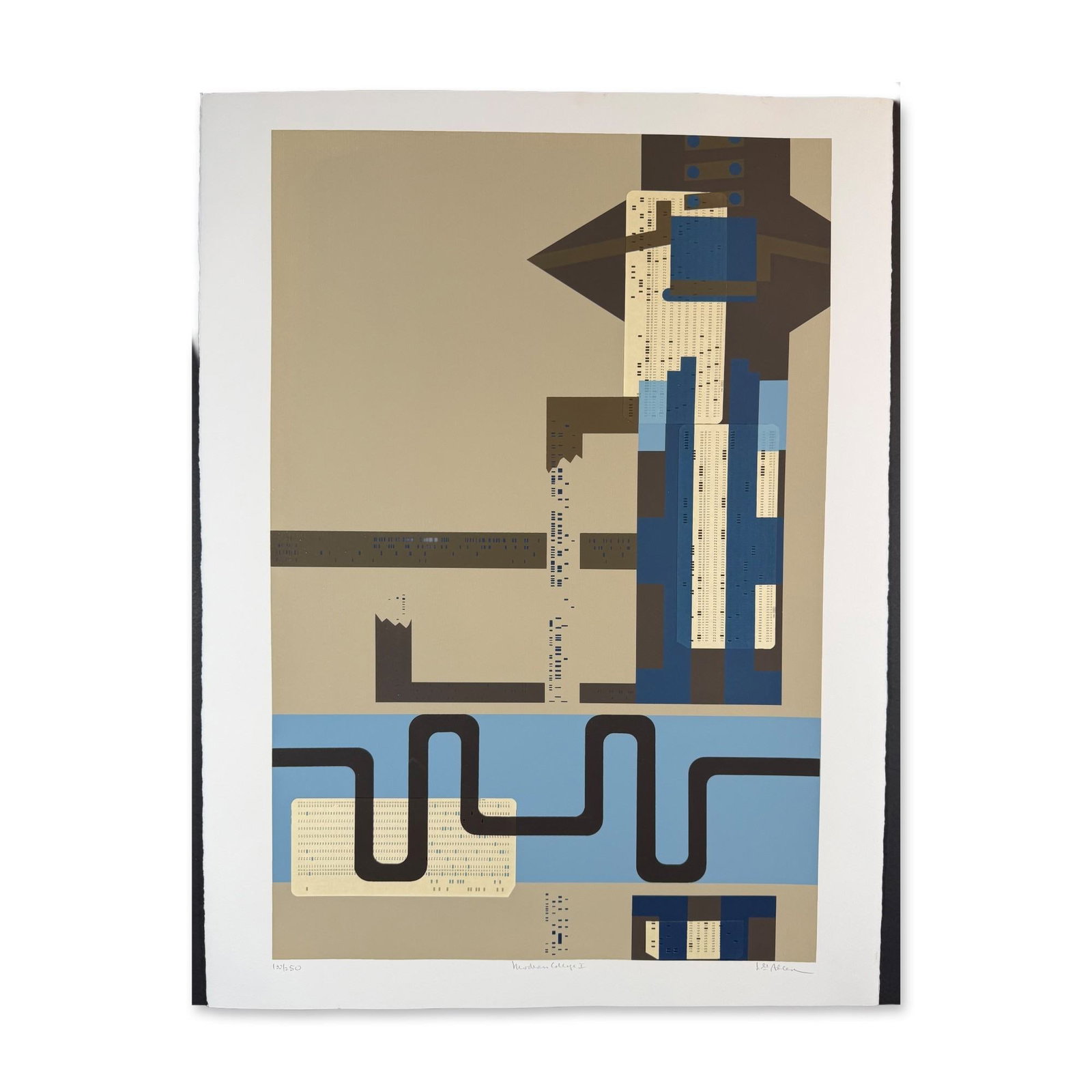 Lee Adler (1934-) Screenprint with Hand Collage Paper with Holes, Modern Collage 1, Signed (1 of 5)