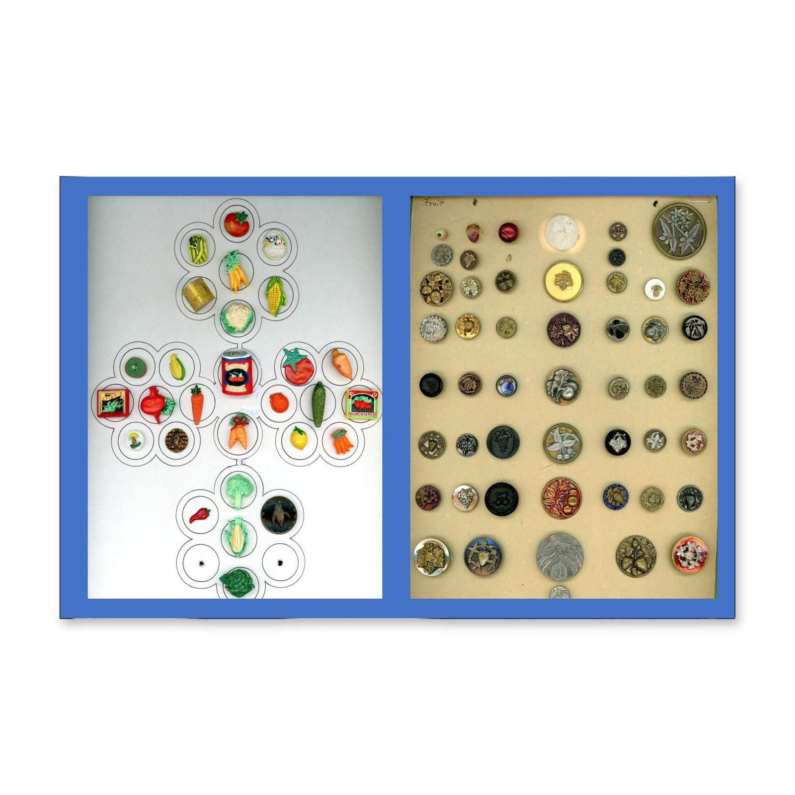 2 CARDS OF ASSORTED FRUIT & VEGETABLE BUTTONS (1 of 3)