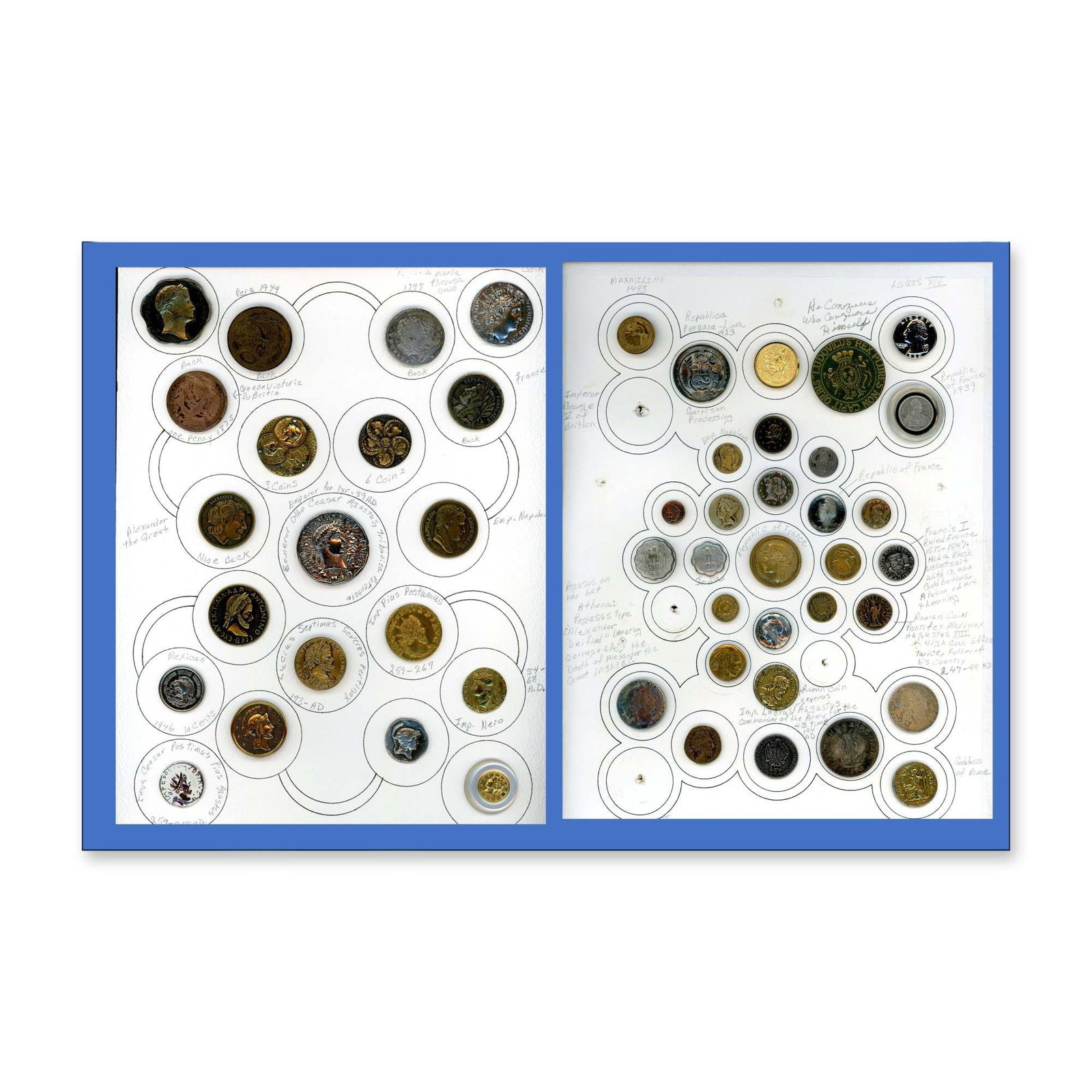 2 CARDS OF COIN AND COIN TYPE BUTTONS (1 of 3)