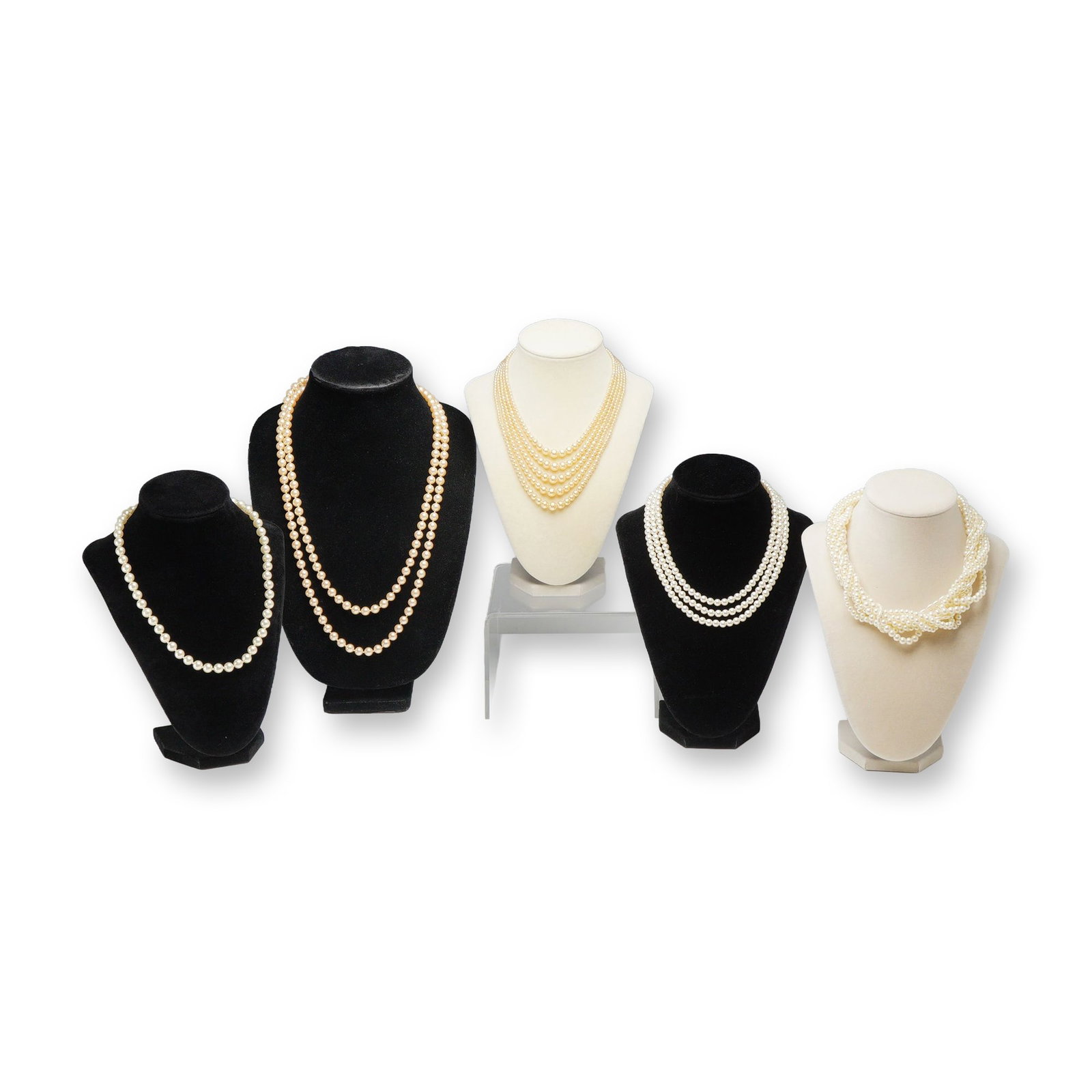 Five Piece Collection of Faux Pearl Costume Jewelry Necklaces (1 of 6)