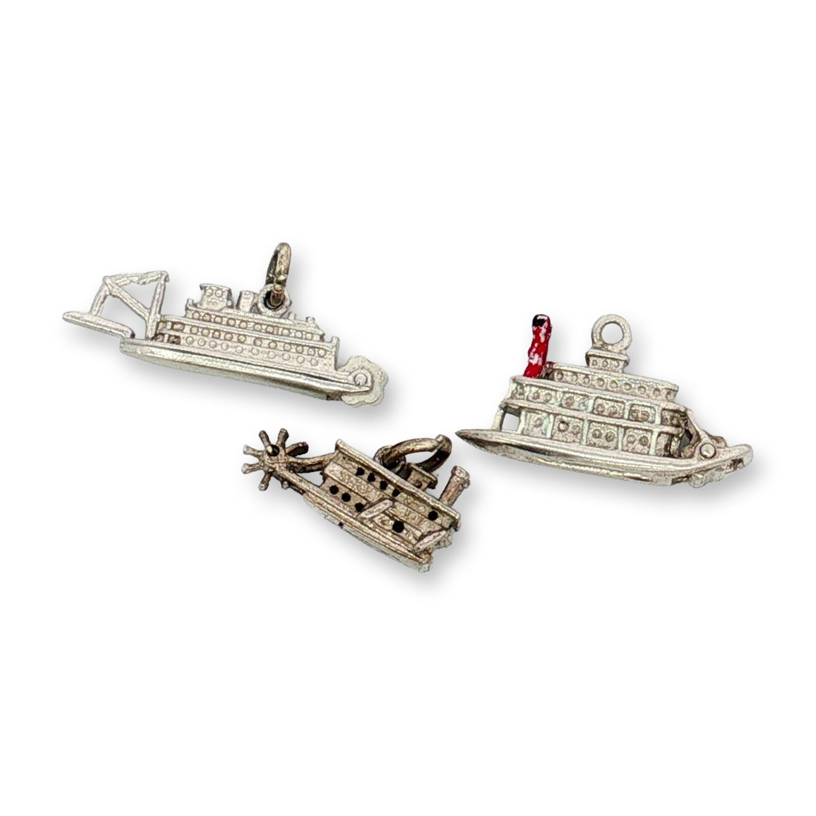 3pc Sterling and Non-Sterling Silver Miniature Boat Charms (1 of 4)