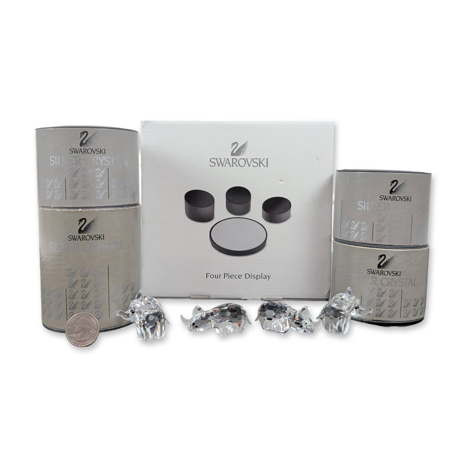 5pc Swarovski Silver Crystal Animal Figurine and Display Grouping (1 of 5)
