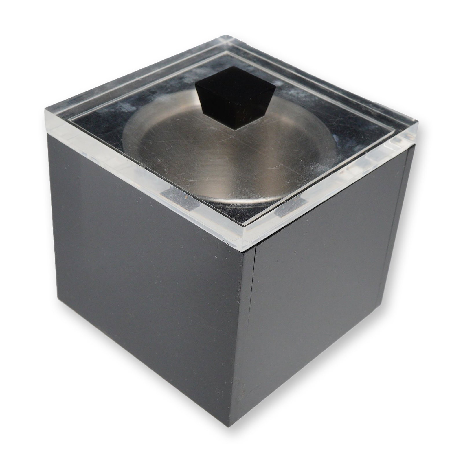 Minimalist Black Lucite and Stainless Steel Ice Bucket (1 of 4)