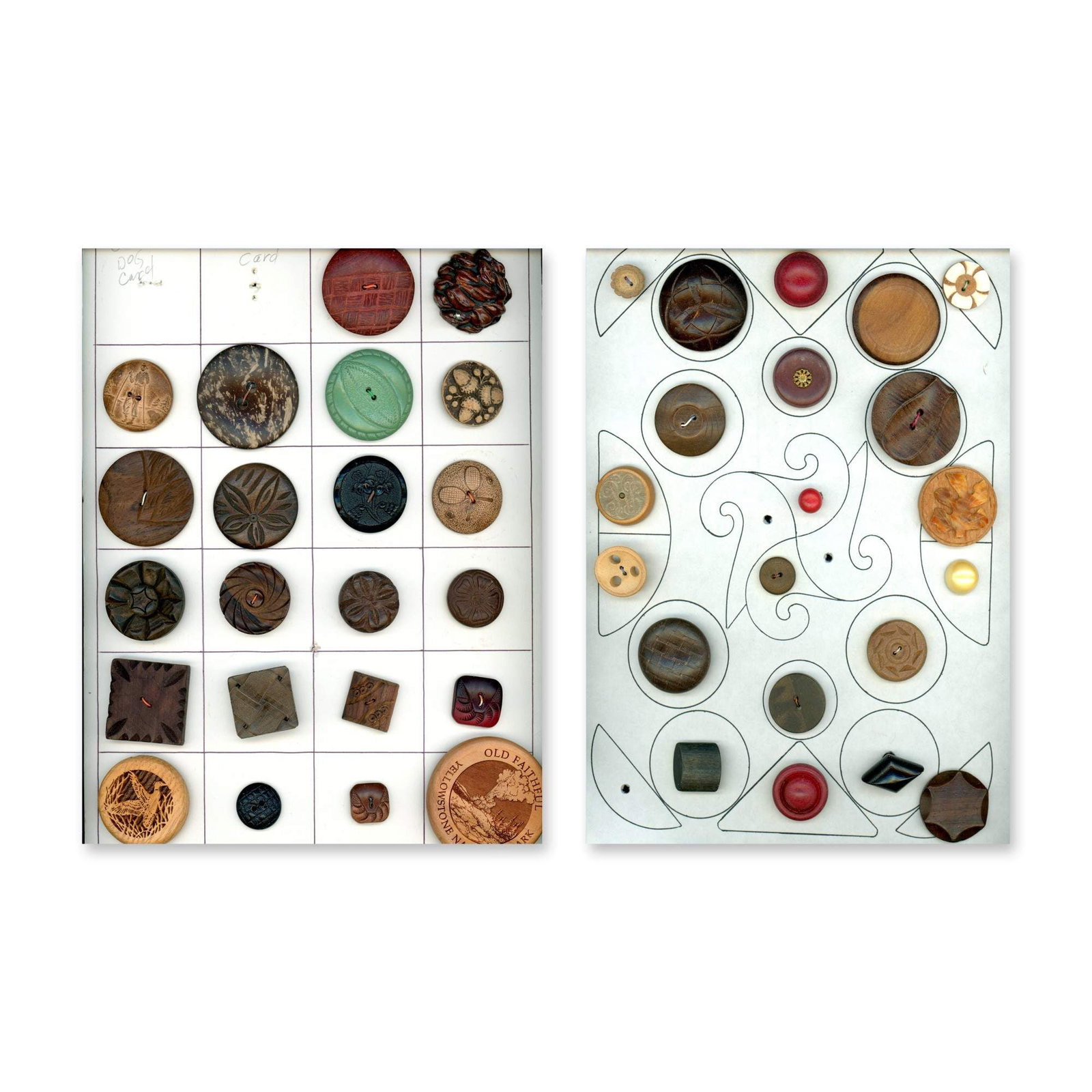 2 CARDS OF ASSORTED WOOD BUTTONS (1 of 3)