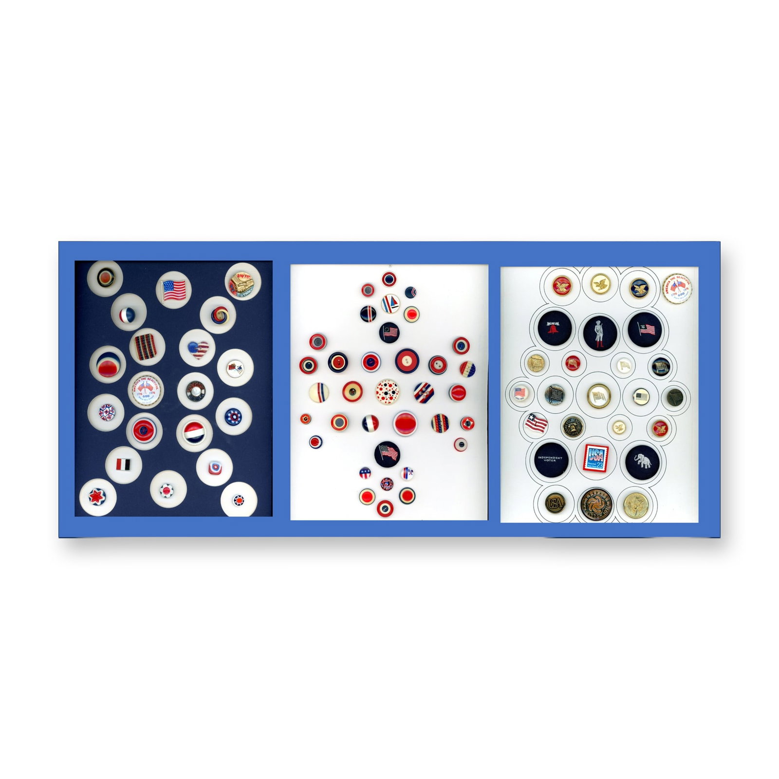 3 CARDS OF DIVISION THREE PATRIOTIC BUTTONS (1 of 5)
