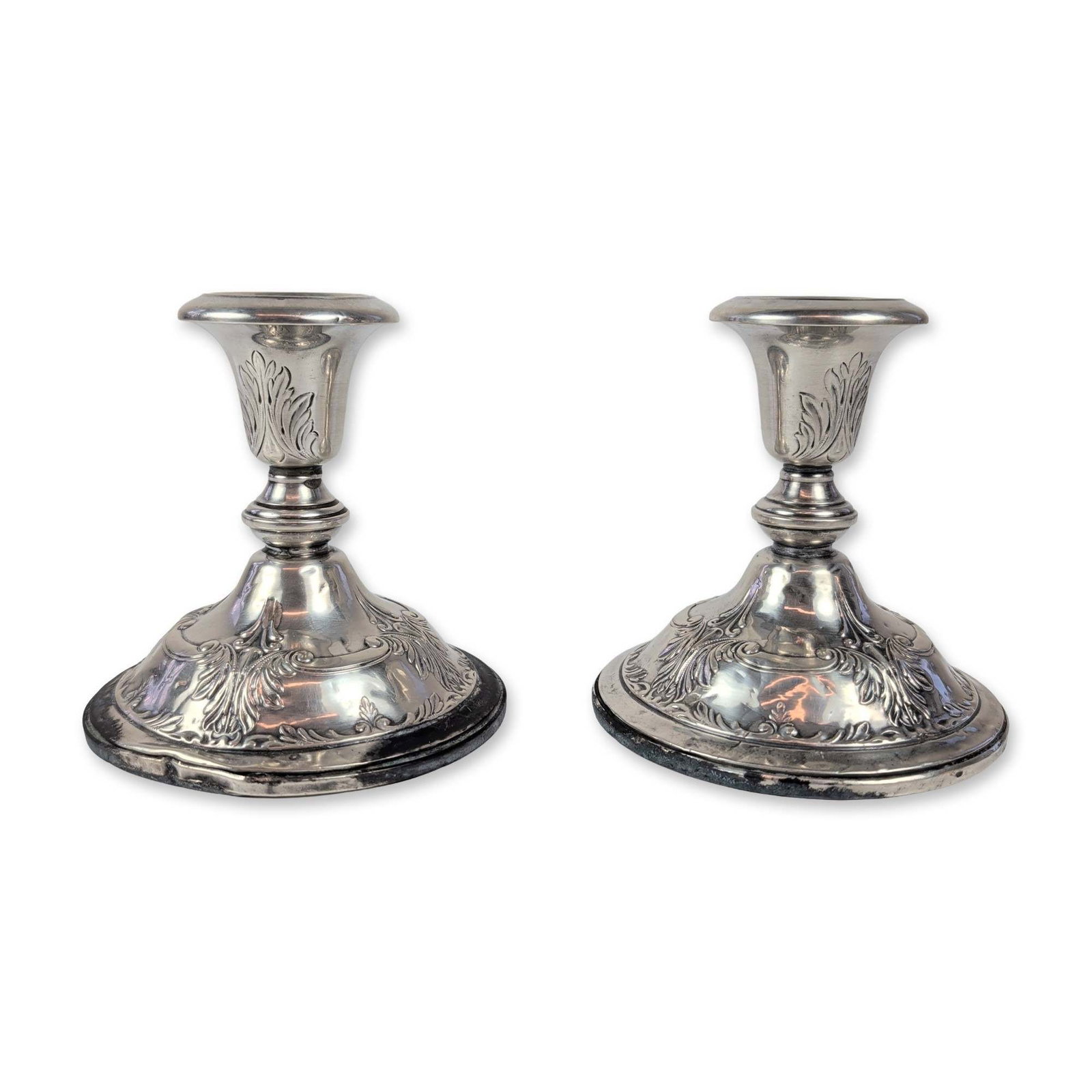 Pair of Frank M. Whiting Sterling Silver Candlesticks (1 of 3)