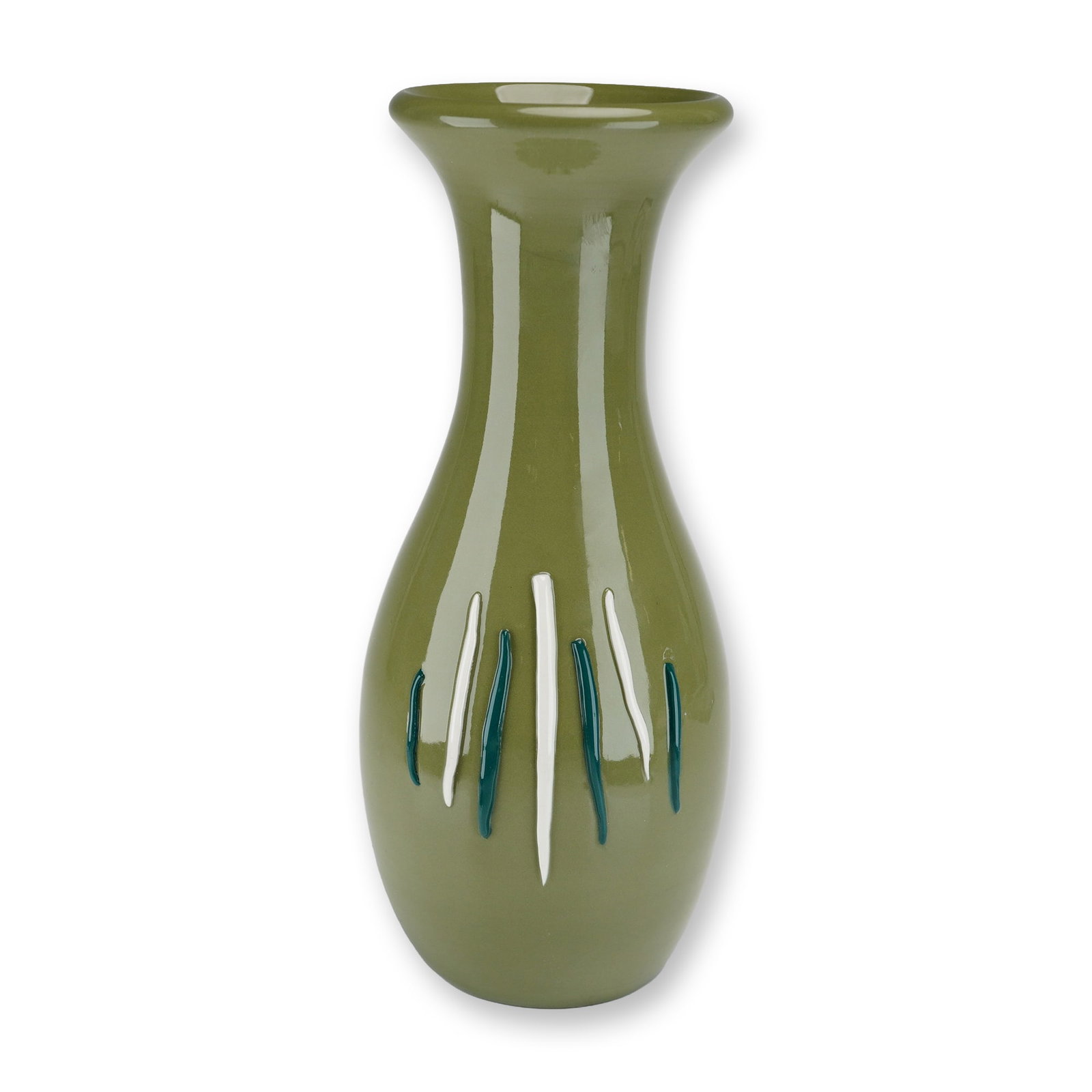Michael Hugues for Wedgwood Olive Green Vase with Abstract Stripes (1 of 4)