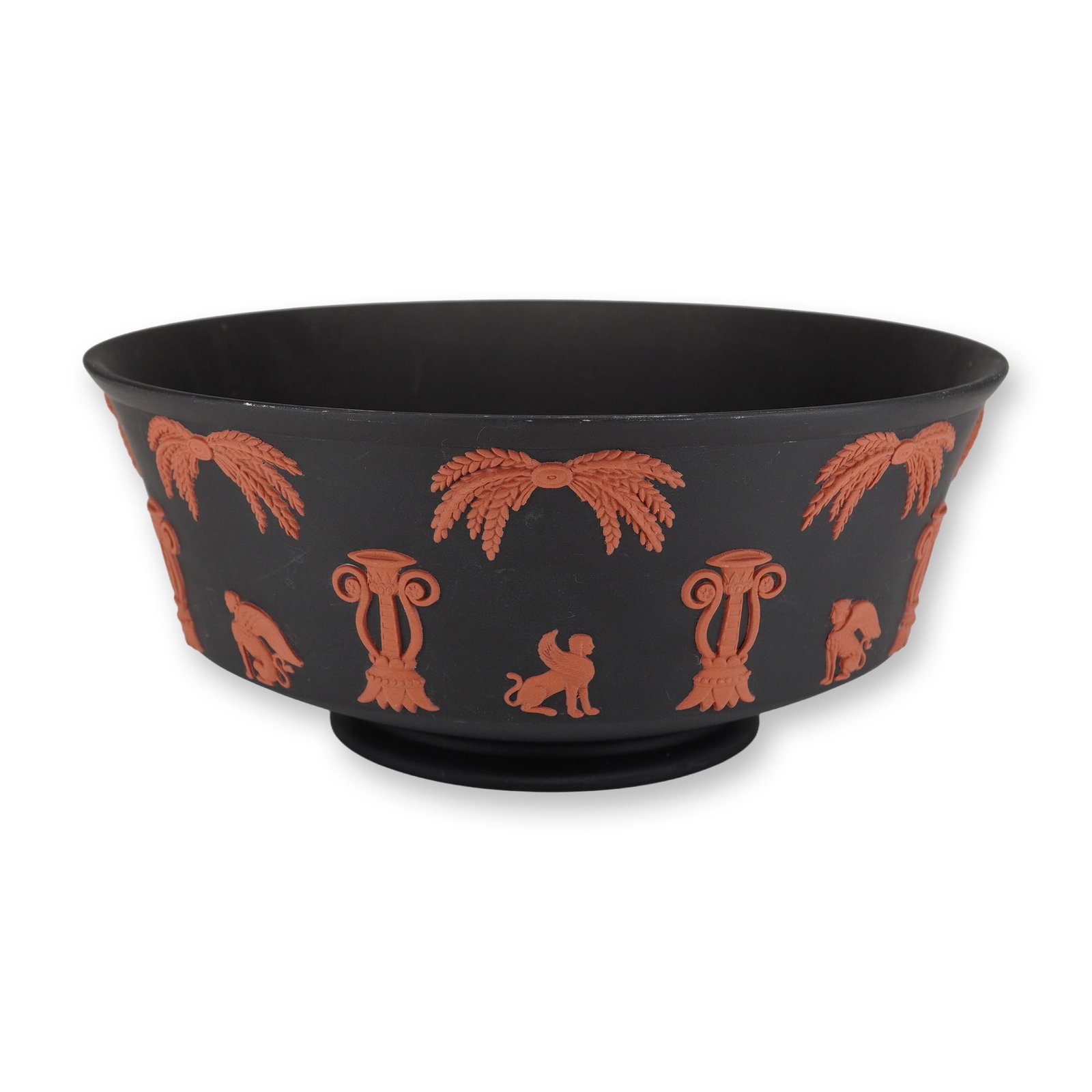 Wedgwood Terra Cotta on Black Jasperware Egyptian Revival Footed Bowl (1 of 5)