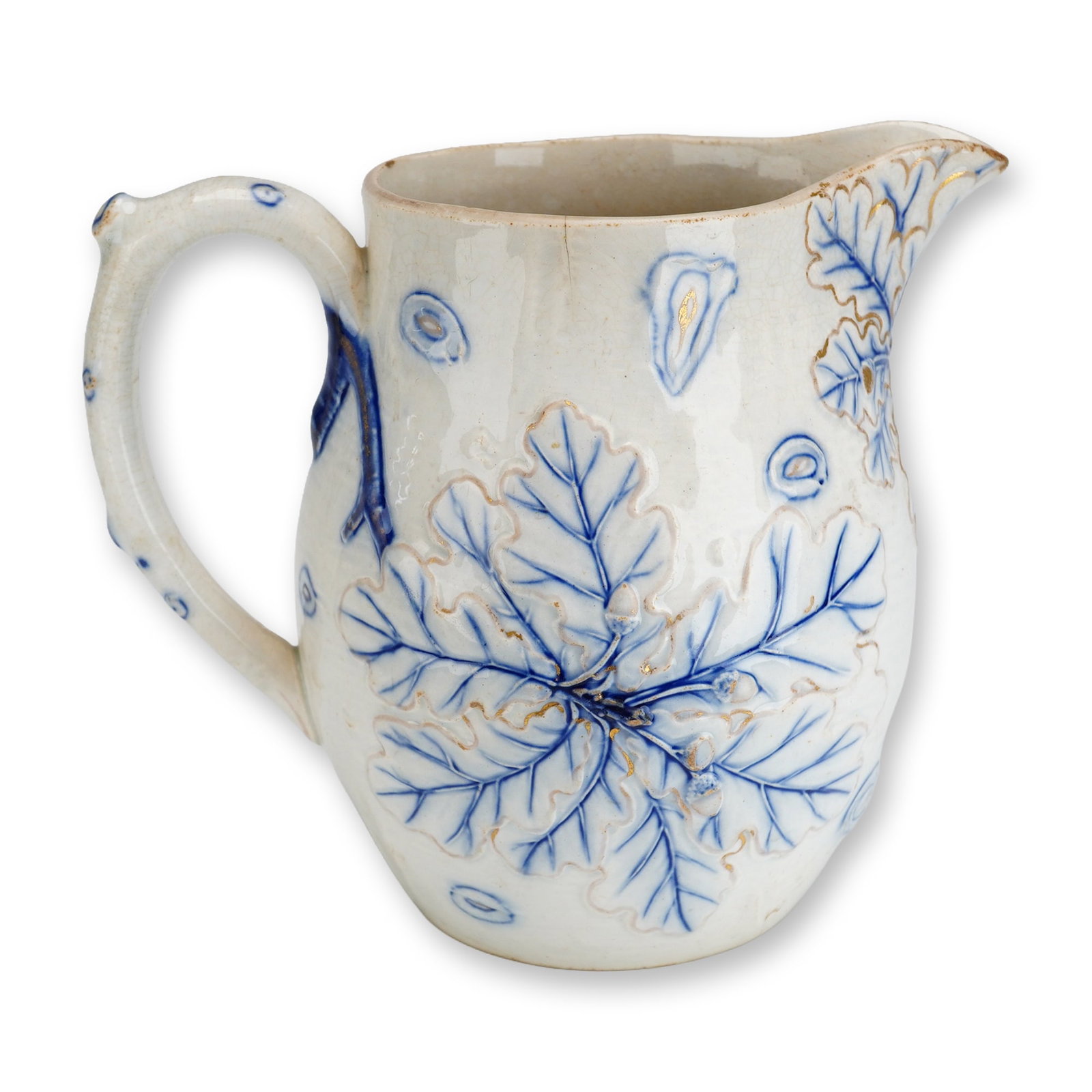 Wedgwood Relief Molded Blue White and Gold Oak Leaf and Acorn Pitcher (1 of 4)