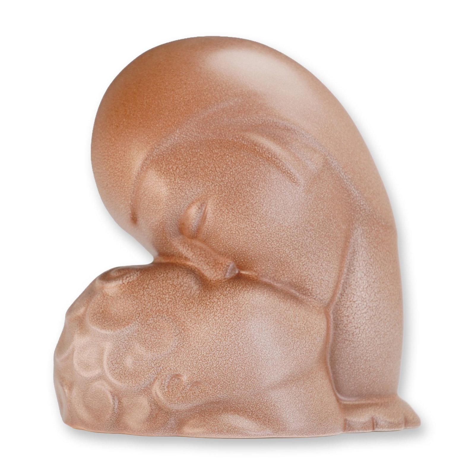 Eric Owen for Wedgwood Earthenware Figural Trial Piece Mother and Child: This stylized earthenware figural trial piece was designed by Eric Owen for Wedgwood and depicts a mother and child in a modernist Art Deco form. The sculpture emphasizes smooth, rounded contours and 