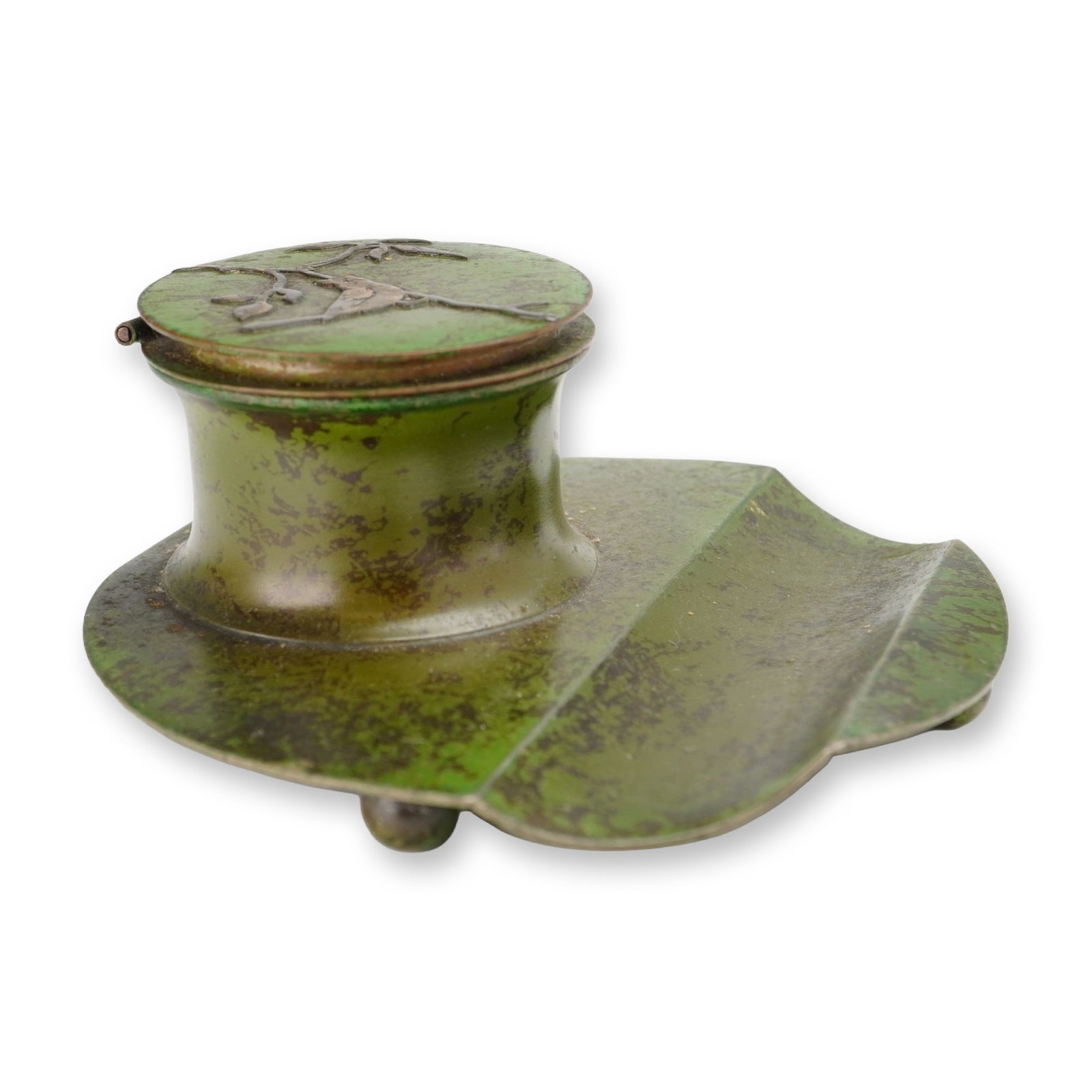 Heintz Arts and Crafts Sterling on Bronze Pen Tray Inkwell (1 of 4)