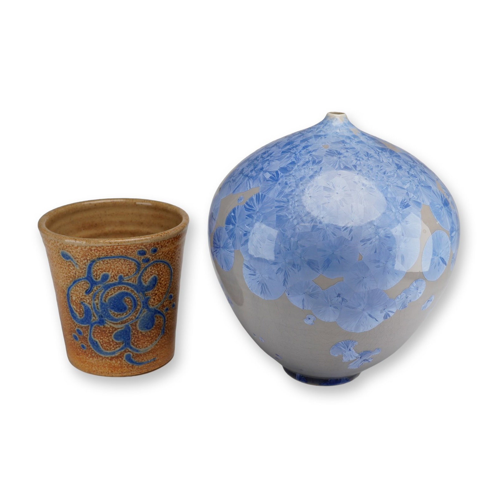 2pc American Pottery Item, Frank Neef Crystalline Vase and Stoneware Mug (1 of 4)