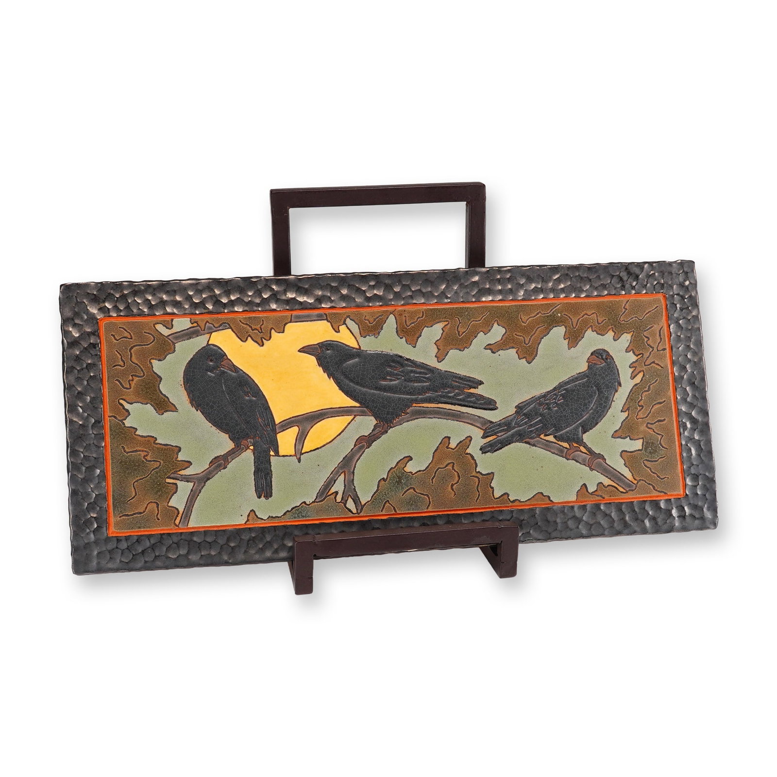 Tzadi Turrou Studio Ceramic Crows and Moon Cuerda Seca Tile (1 of 4)