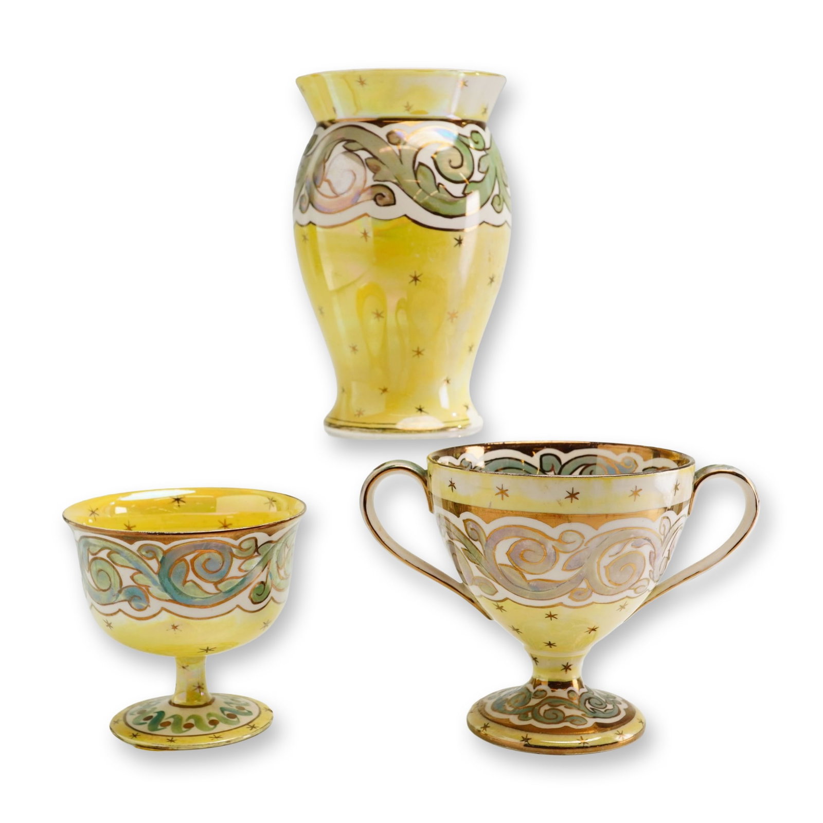 Trio of Wedgwood Art Nouveau Luster Glazed Porcelain Vessels (1 of 4)