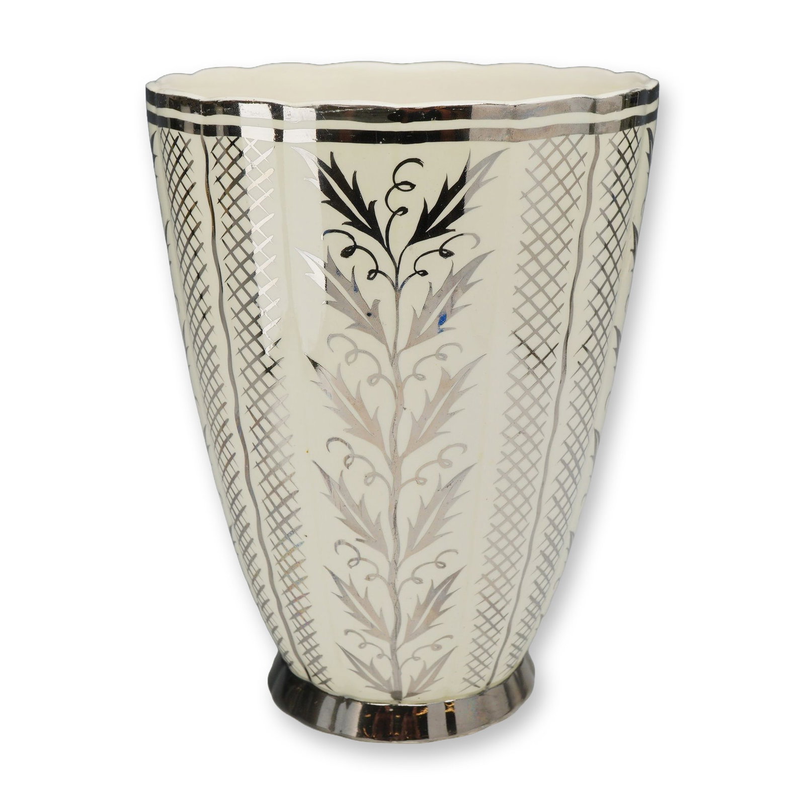Wedgwood & Barlaston Silver Luster Creamware Paneled Vase (1 of 3)