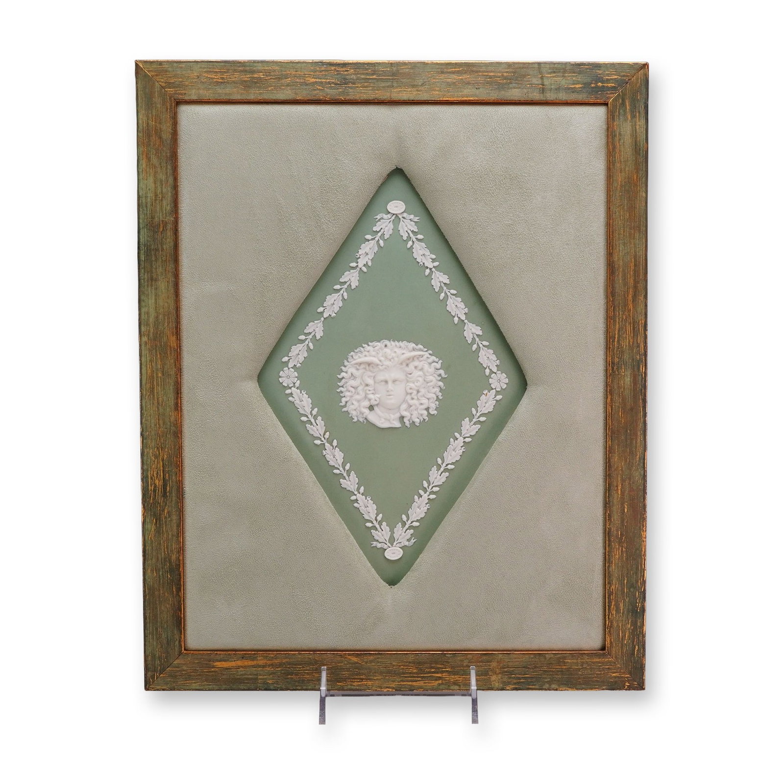 Wedgwood Sage Green Jasperware Medusa Plaque Framed (1 of 3)