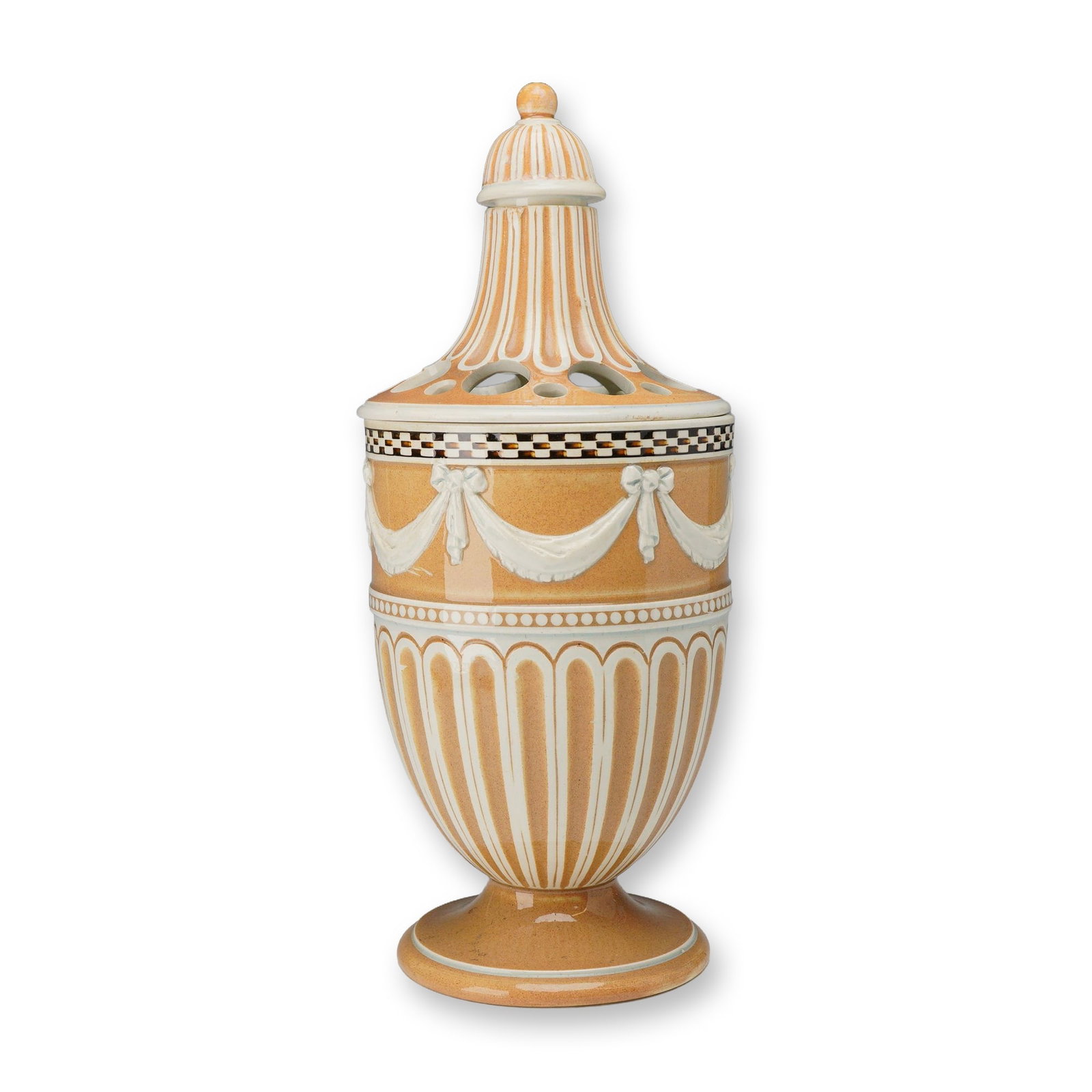 Wedgwood Slip-Decorated Pearlware Root Pot with Multi-Tiered Pierced Bulb Sprouting Lid (1 of 3)
