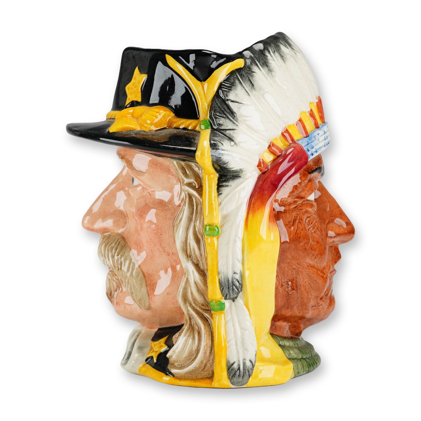 Royal Doulton Large Double-Sided Character Jug, General Custer and Chief Sitting Bull D6712 (1 of 4)