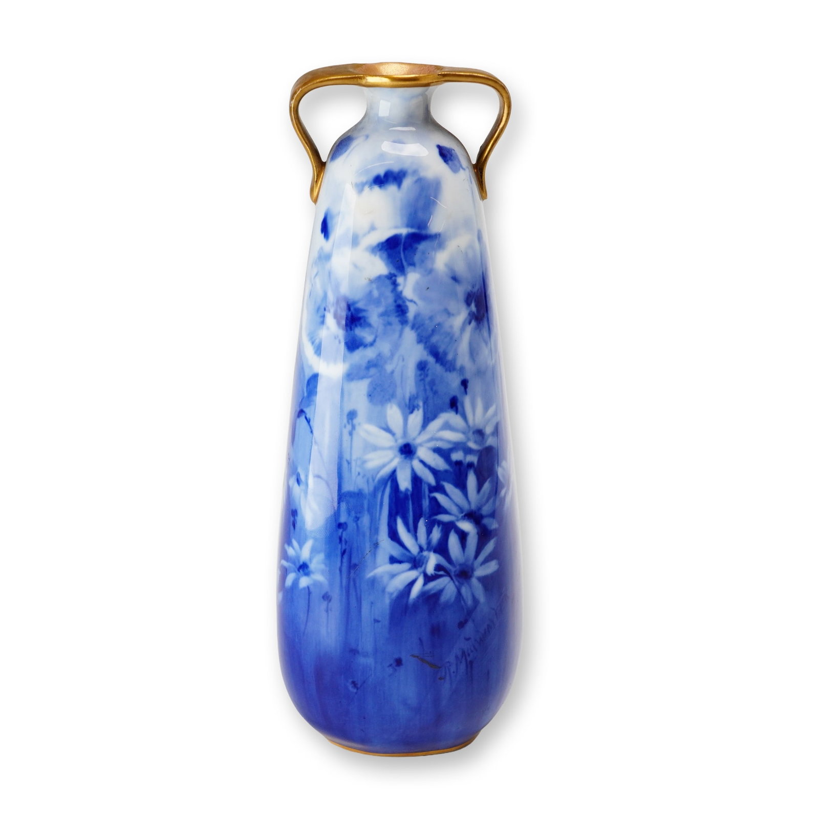 Doulton Burslem by R. Midwinter Blue and Gilt Floral Vase (1 of 3)