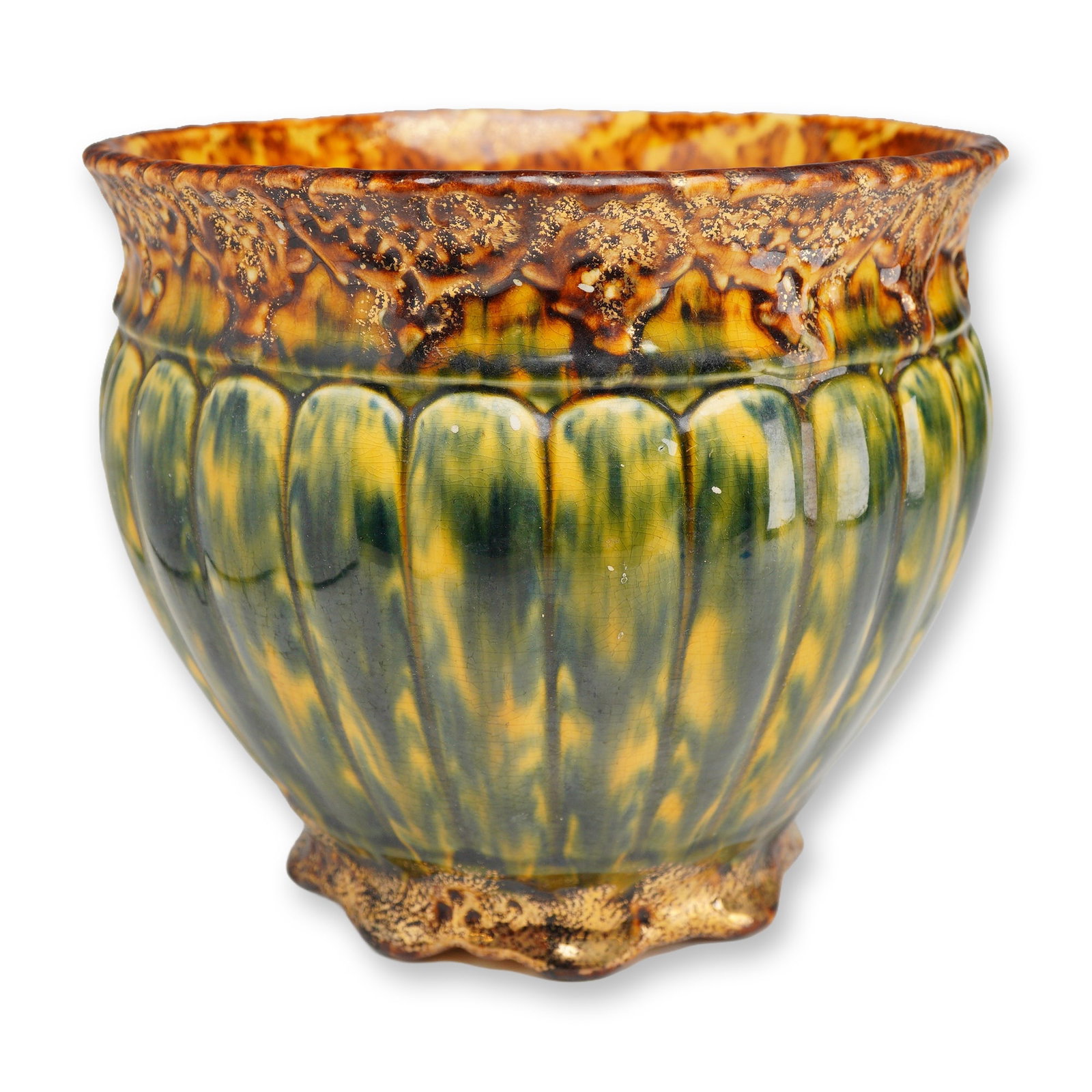 Weller Pottery Majolica Glazed Fluted Jardiniere (1 of 3)