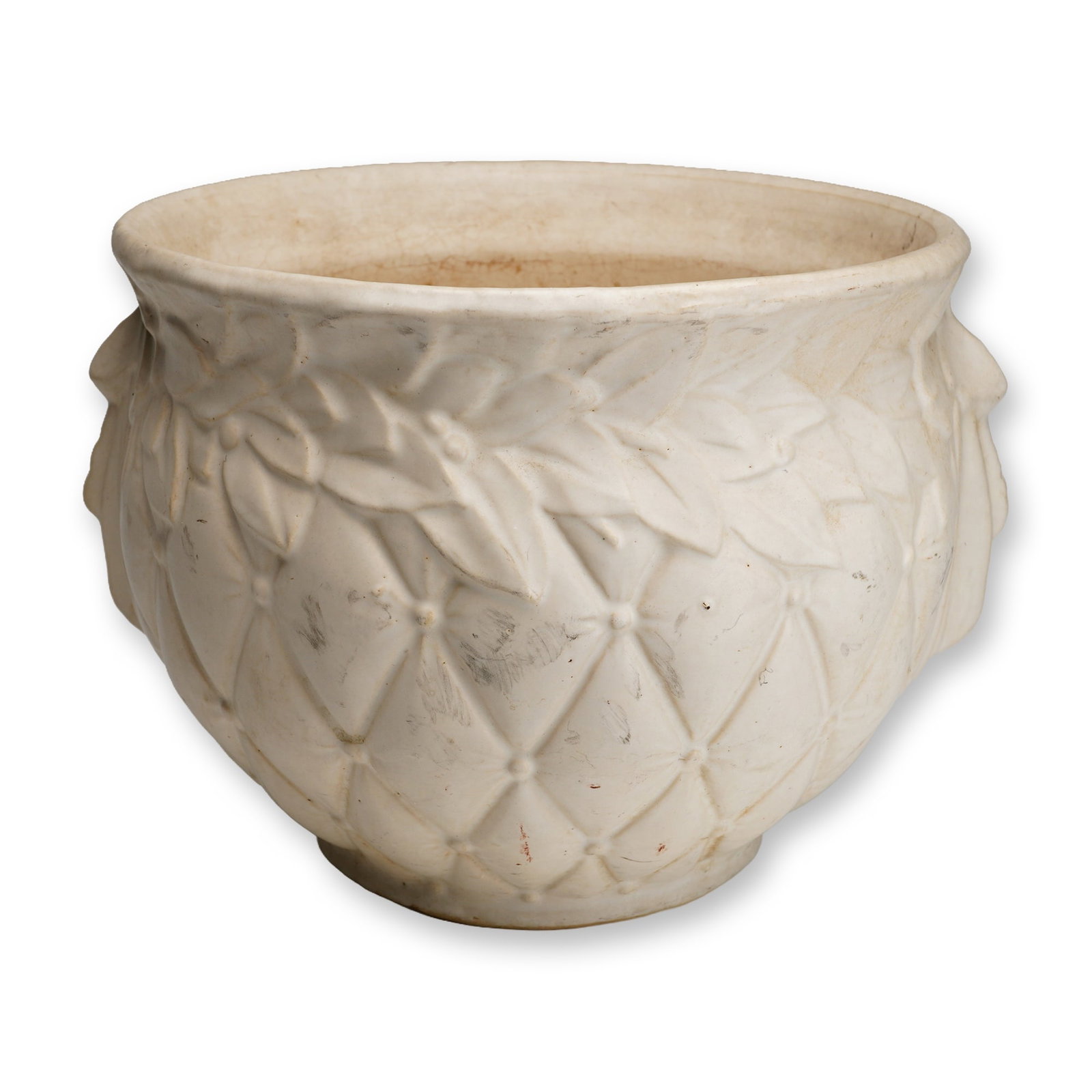 McCoy Pottery Ivory Matte Jardiniere, Diamond Quilted (1 of 3)