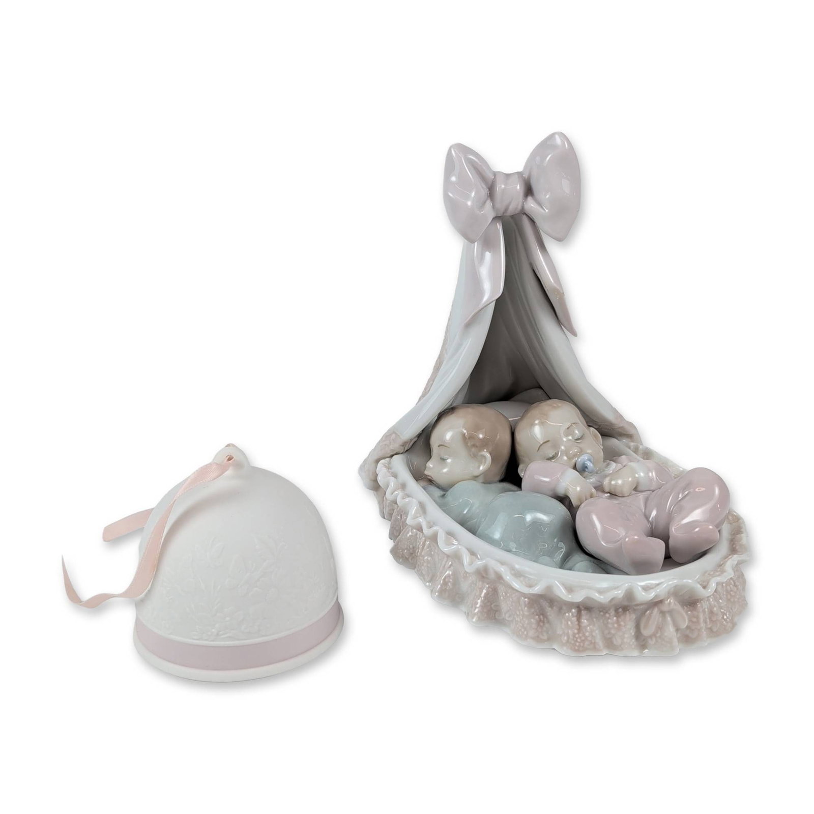 2pc Lladro Porcelain Figurine and Bell, Sweet Dreamers and Spring Bell (1 of 4)