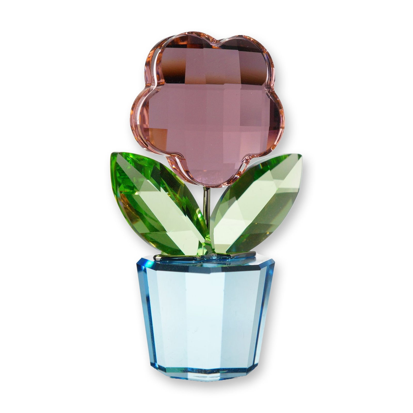 Swarovski Crystal Flower Figurine, Pink Flower in Blue Pot (1 of 4)