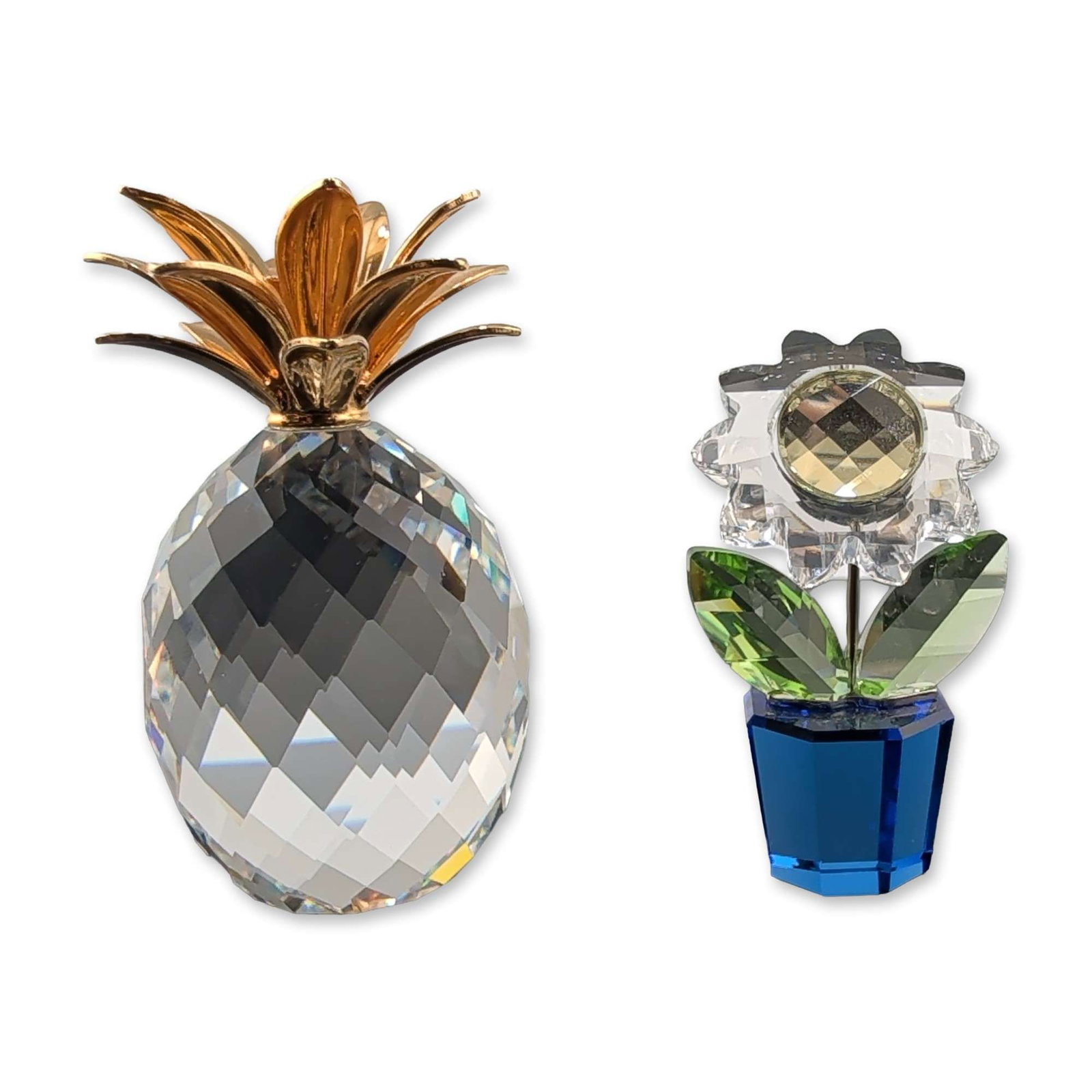 2pc Swarovski Crystal Figurines, Small Pineapple and Sunflower (1 of 4)