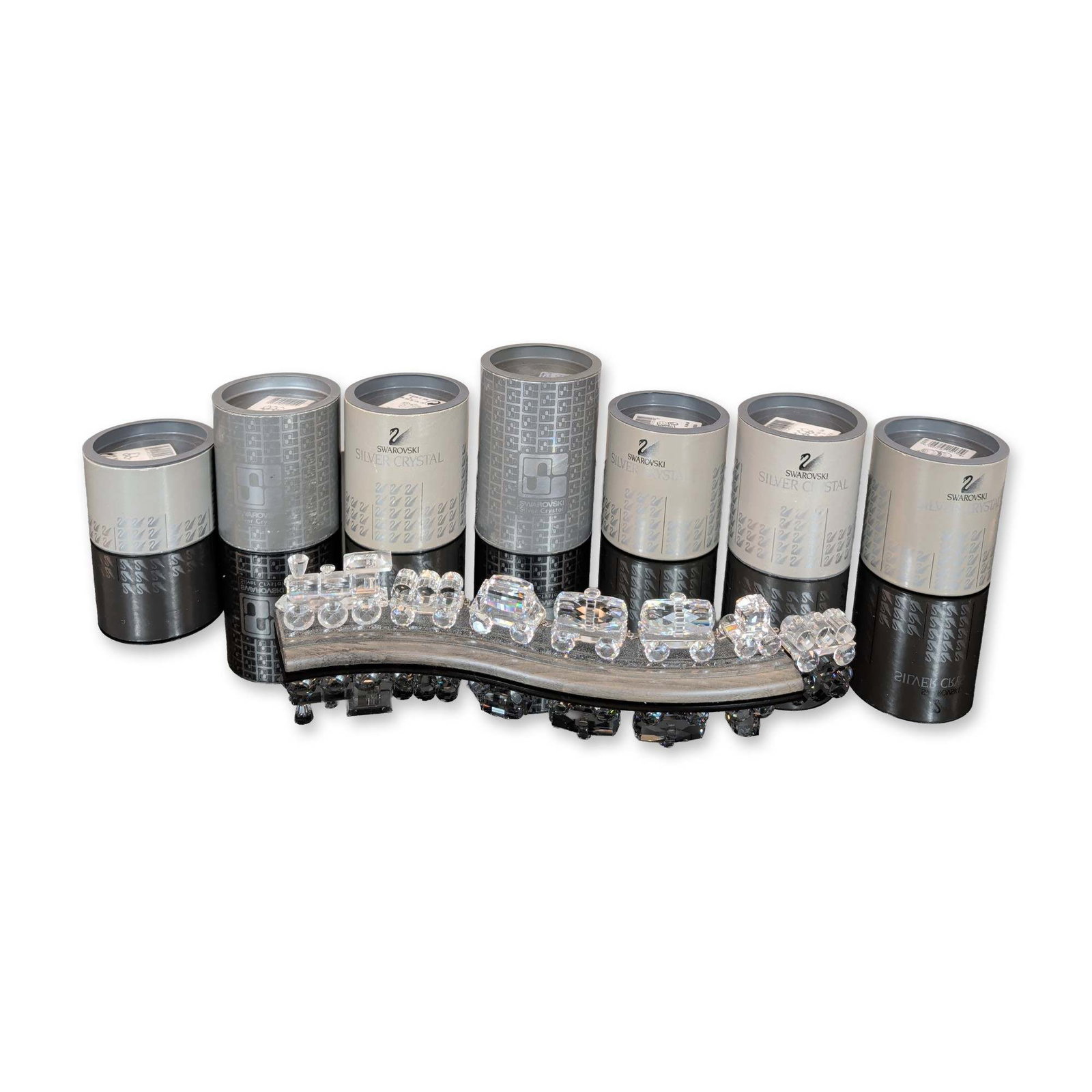 8pc Swarovski Silver Crystal Miniature Train Collection & Display (1 of 5)
