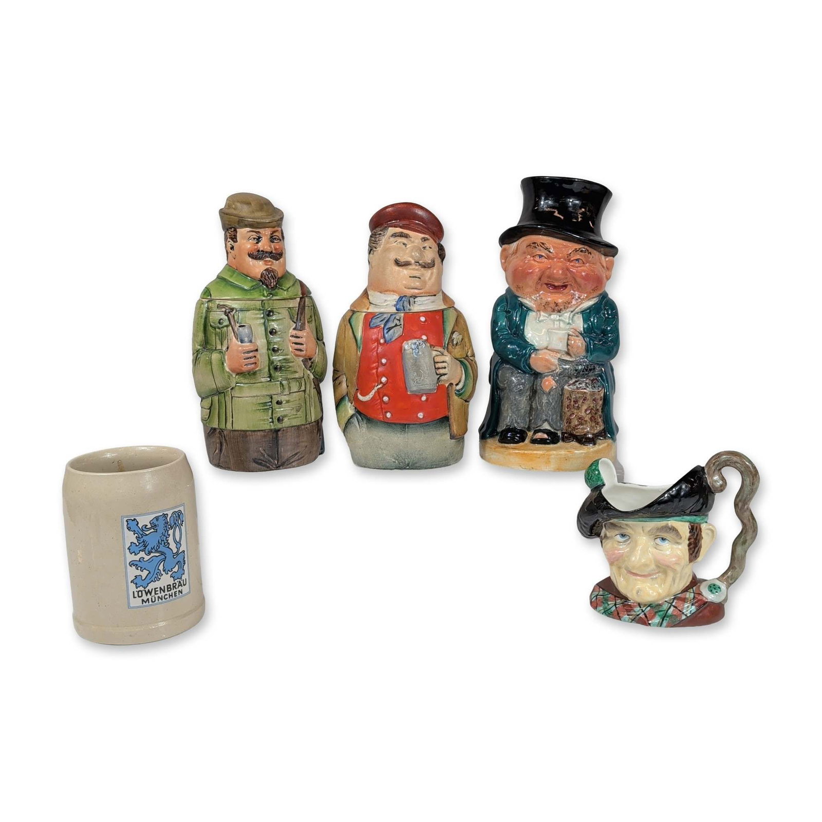 5pc Collection of English and German Character Steins and Jugs (1 of 1)