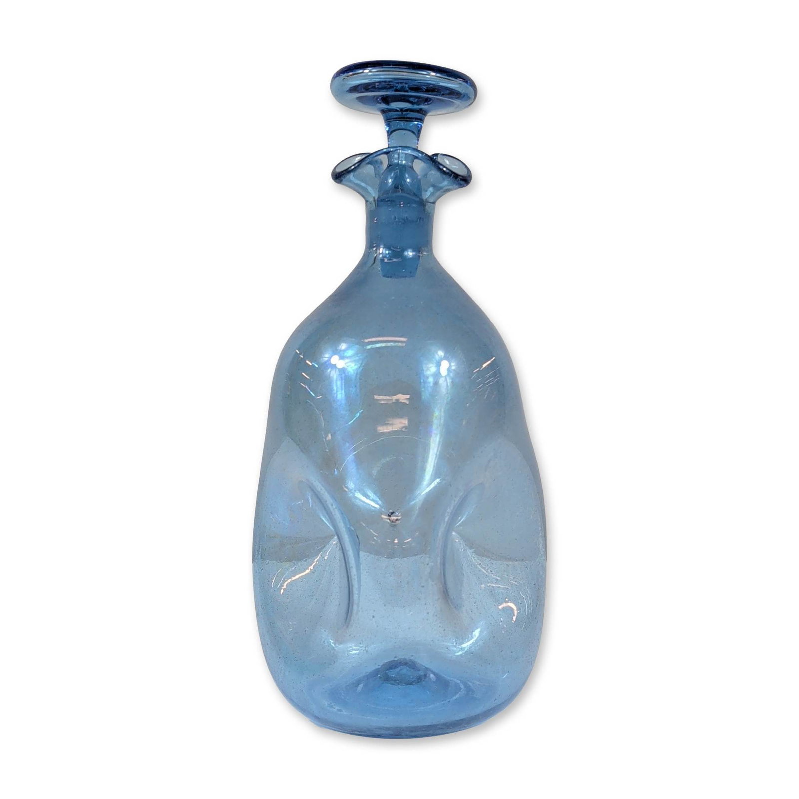 Blenko Mid-Century Pinched Blue Glass Decanter (1 of 5)