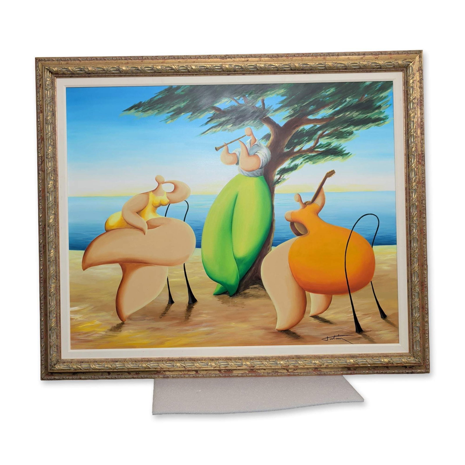 Jean-Louis Toutain (French 1948-2008) Musicians on the Beach, Oil on Canvas, Signed (1 of 5)