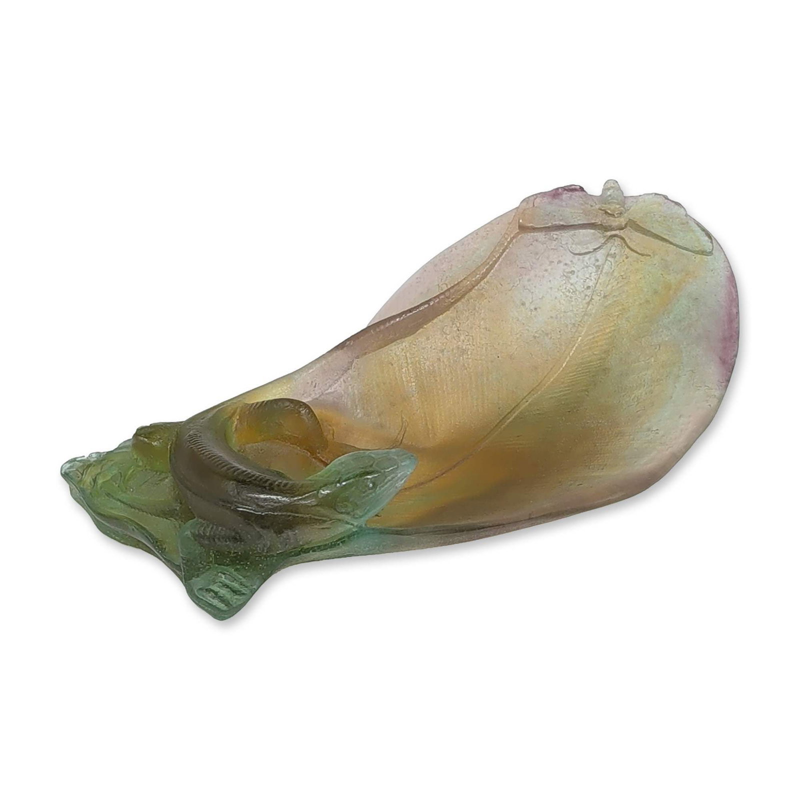 Daum France Pate de Verre Lizard Leaf Dish (1 of 6)