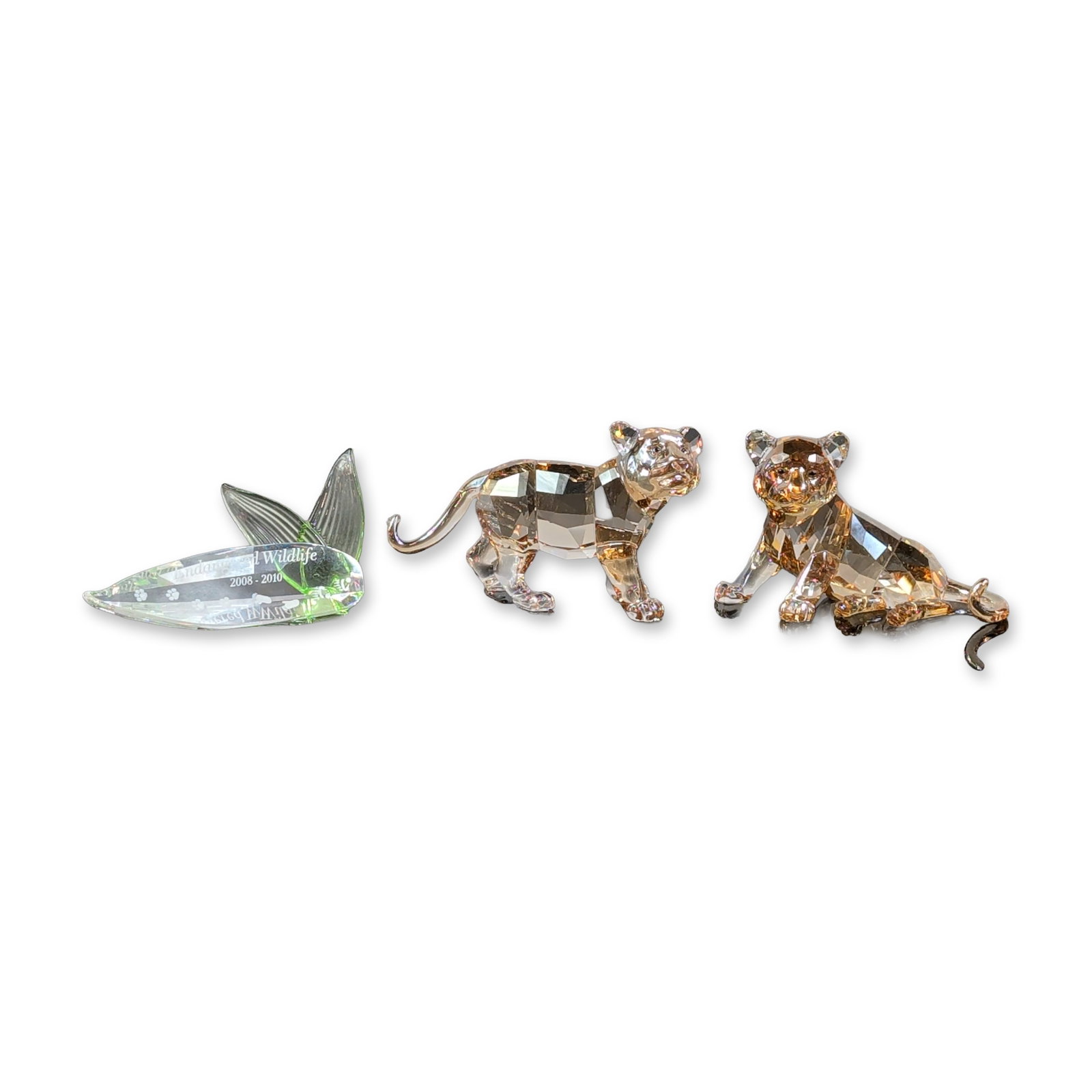 3pc Swarovski 2010 Annual Edition SCS Crystal Figurines, Tiger Cubs and Endangered Wildlife Plaque (1 of 6)