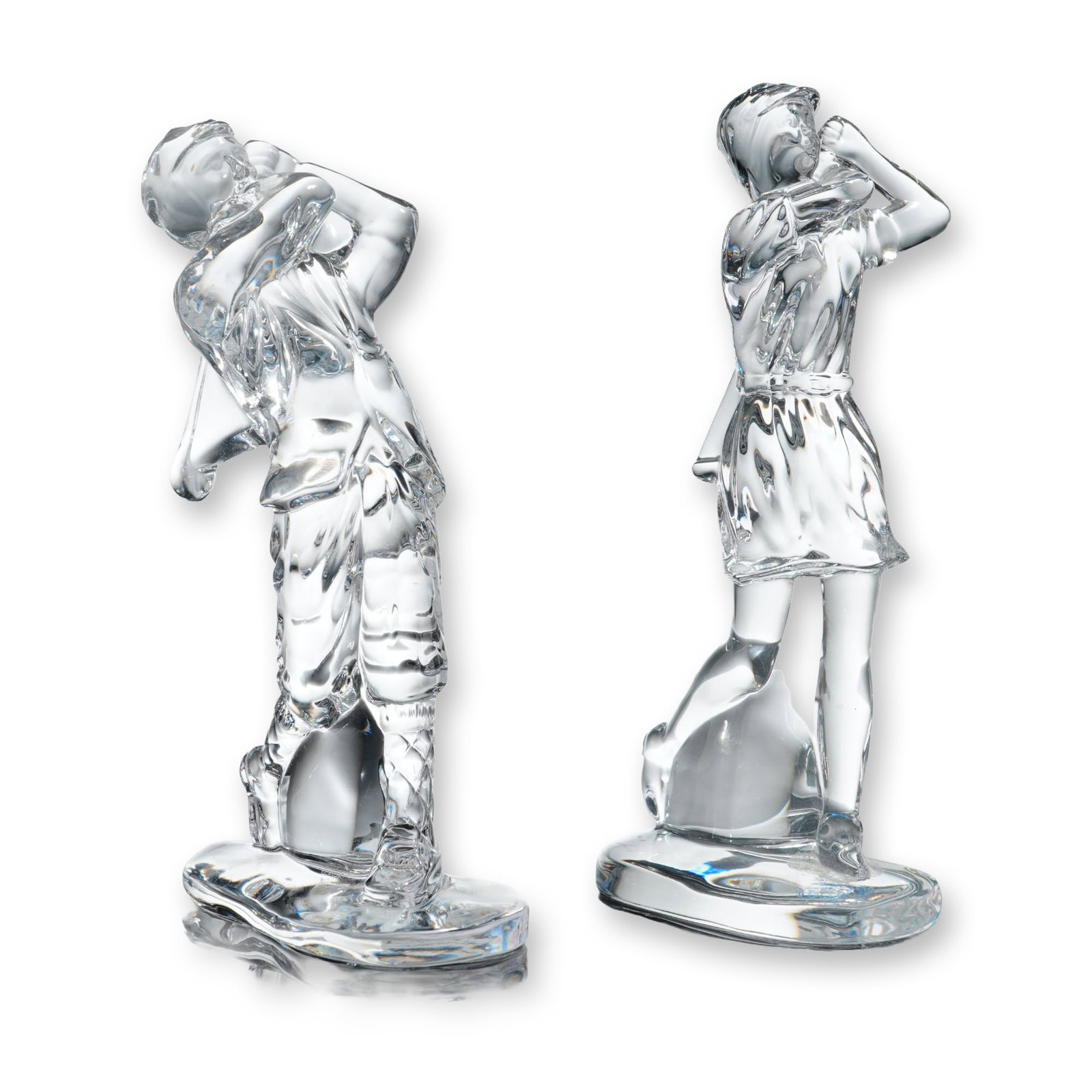 Two Waterford Crystal Male & Female Golfer Figurines (1 of 4)