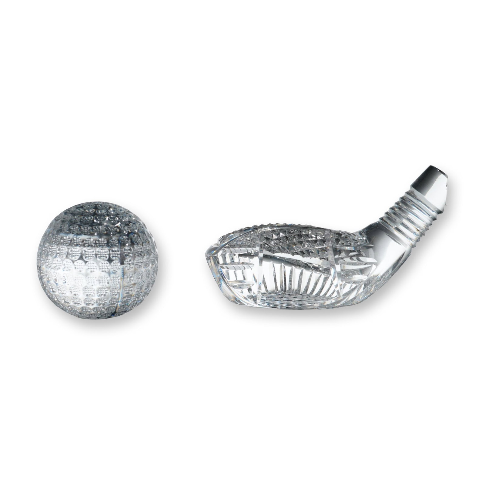 Two Waterford Crystal Golf Ball and Driver Head Paperweights (1 of 4)