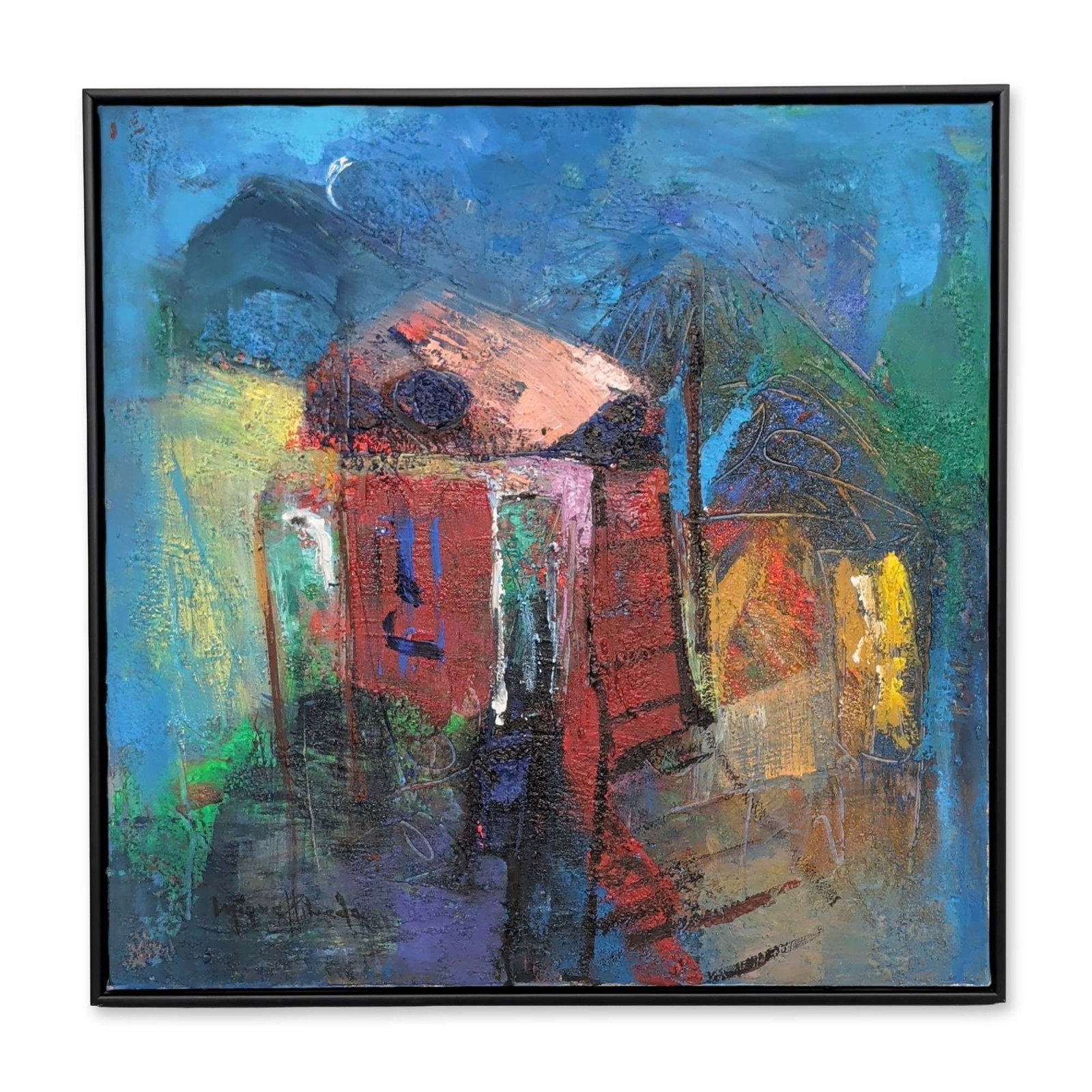 Miguel Pineda (Dominican Republic b. 1962) Mixed Media on Canvas, Paisaje, Signed (1 of 5)