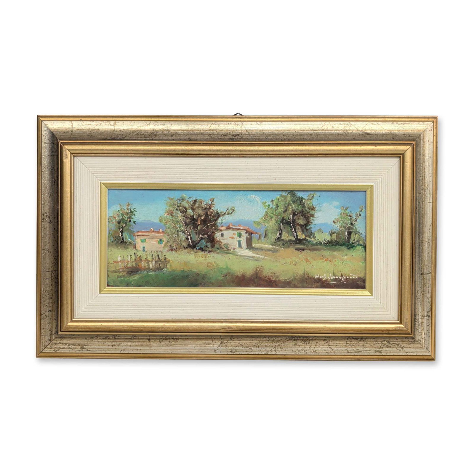 Oil on Board, Impressionist Style Rural Village Landscape, Signed (1 of 4)