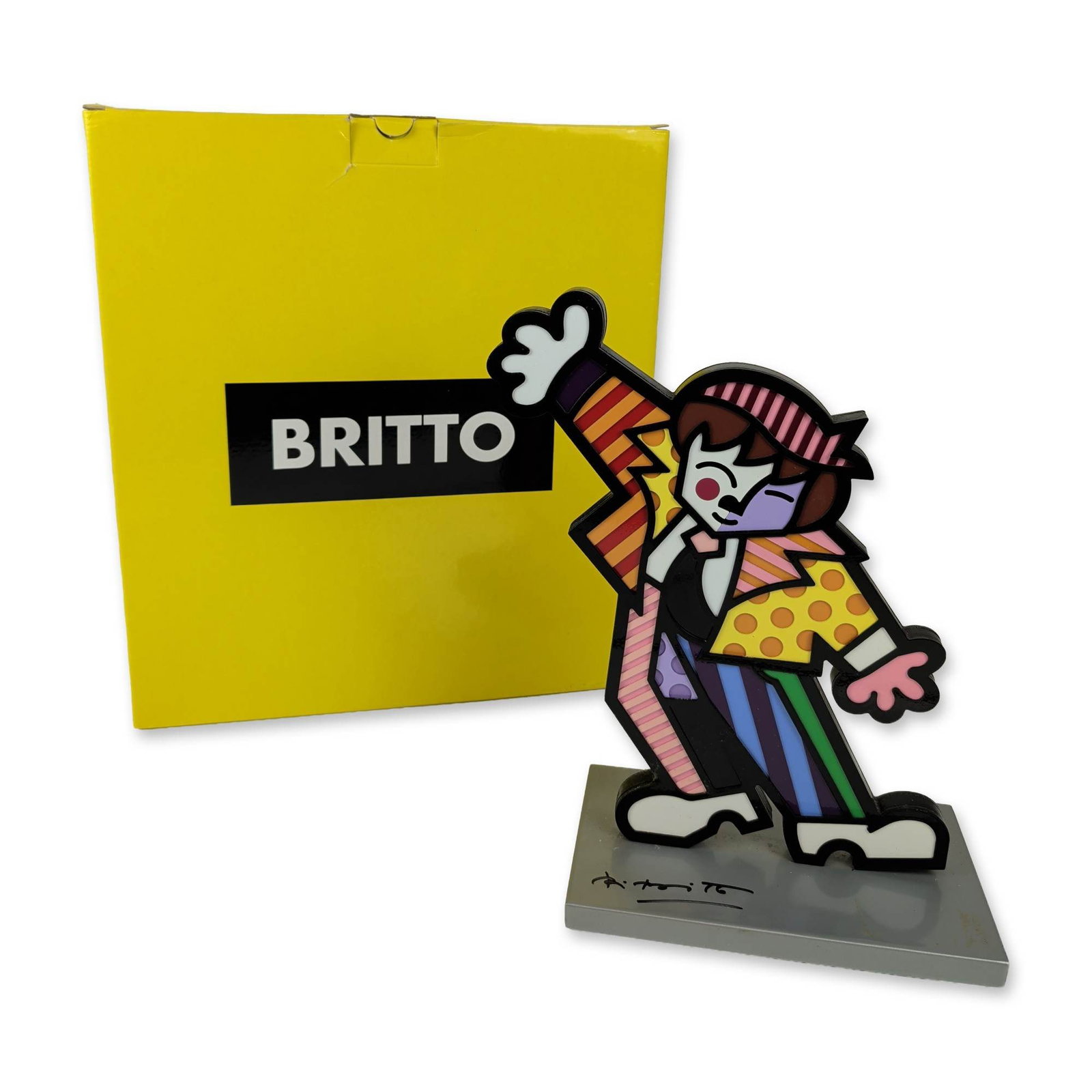 Romero Britto (Brazilian, b. 1963) Dancing Boy Sculpture, Signed (1 of 4)