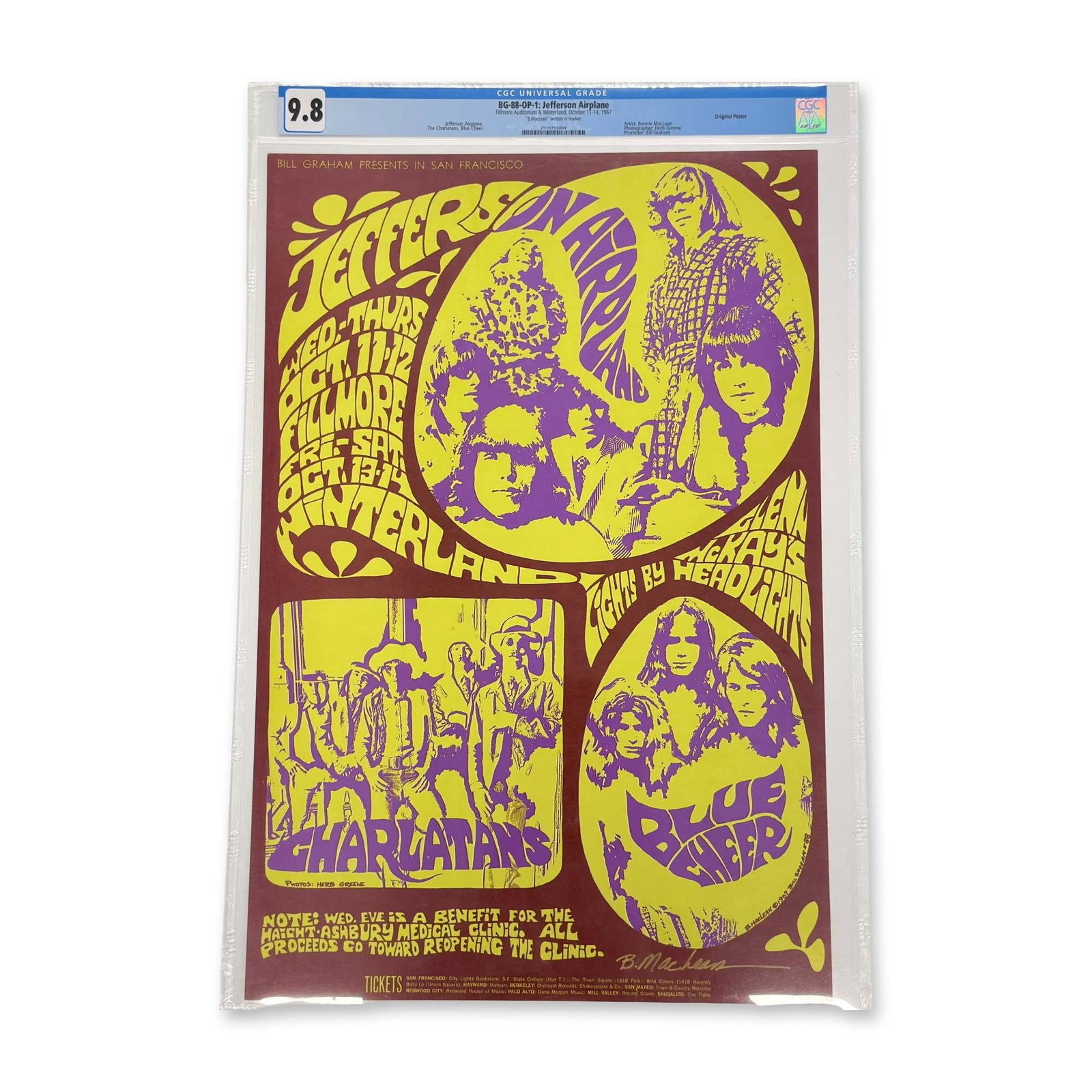 Signed Bonnie MacLean Jefferson Airplane Concert Poster (1 of 5)