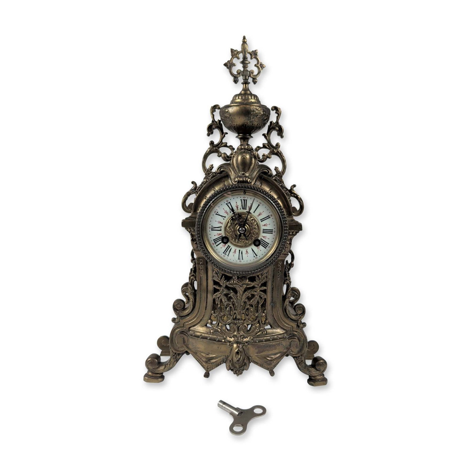 Louis XV Style Cast Brass Mantel Clock (1 of 7)