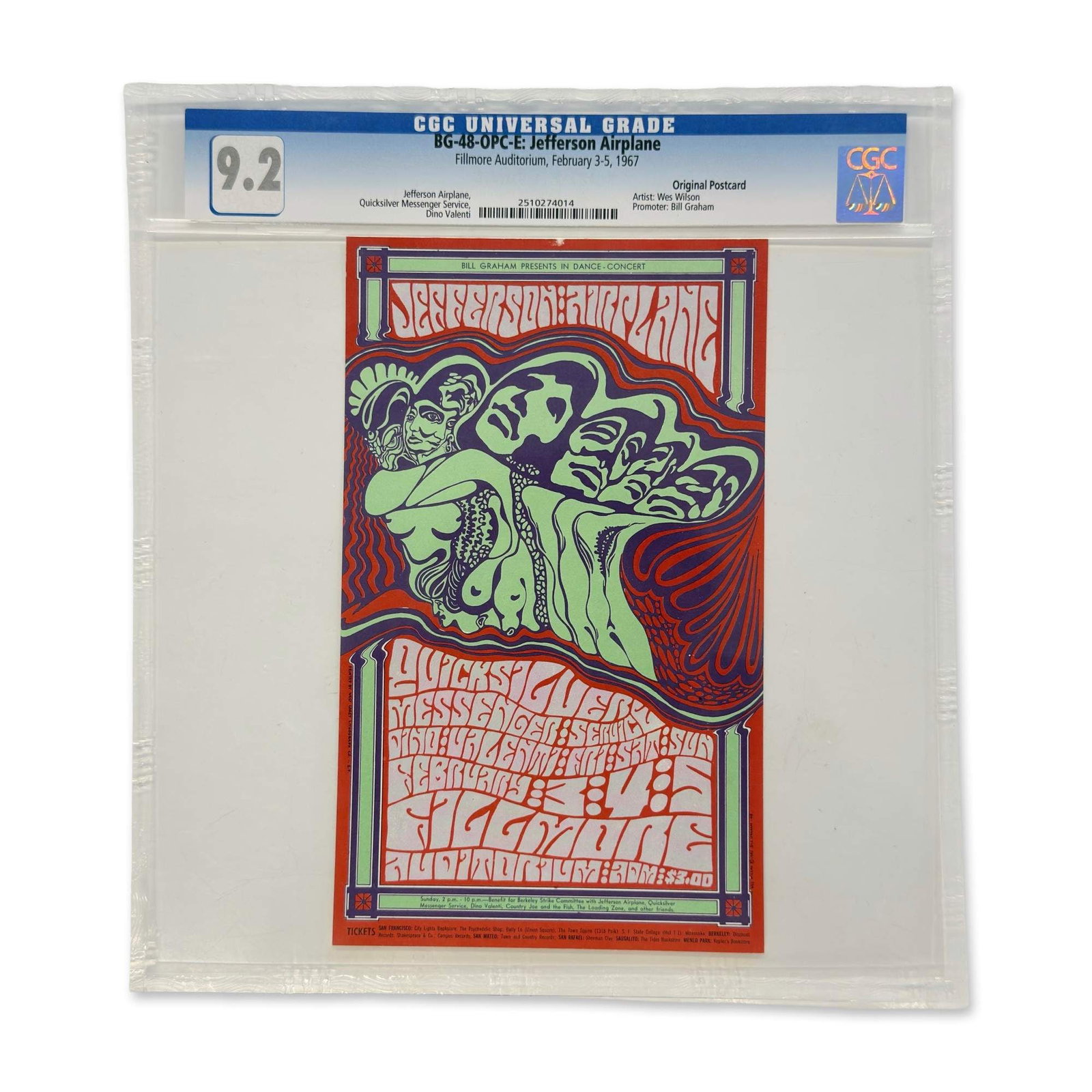 Wes Wilson Bill Graham BG-48 Jefferson Airplane Postcard (1 of 4)