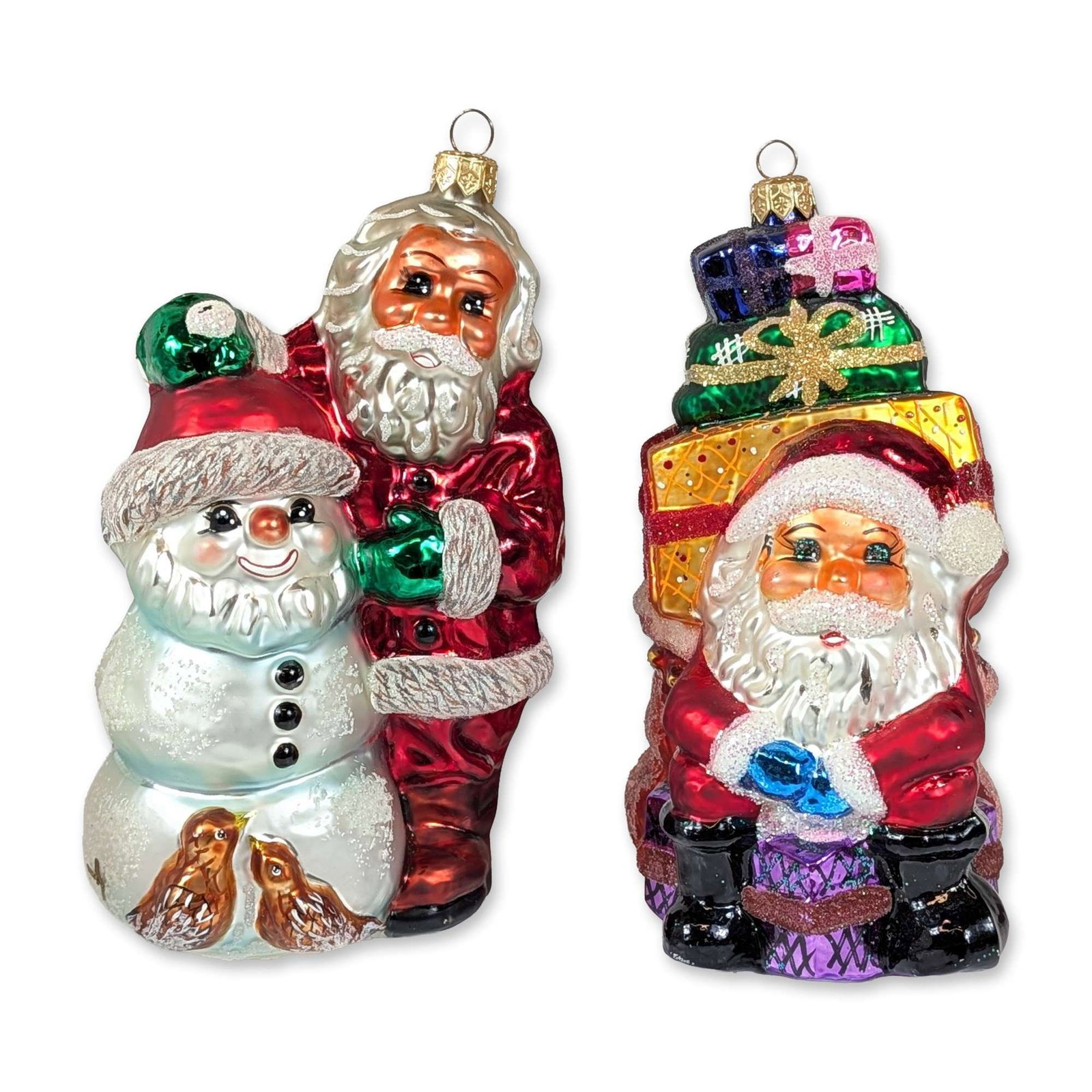 2pc Christopher Radko Blown Glass Santa Ornaments (1 of 4)