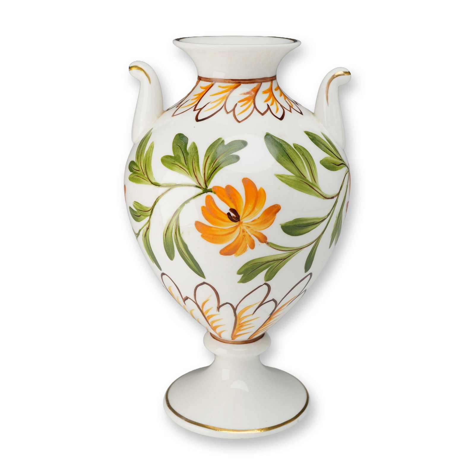Hand-Painted Porcelain Footed Vase Signed M. Bradbury (1 of 3)