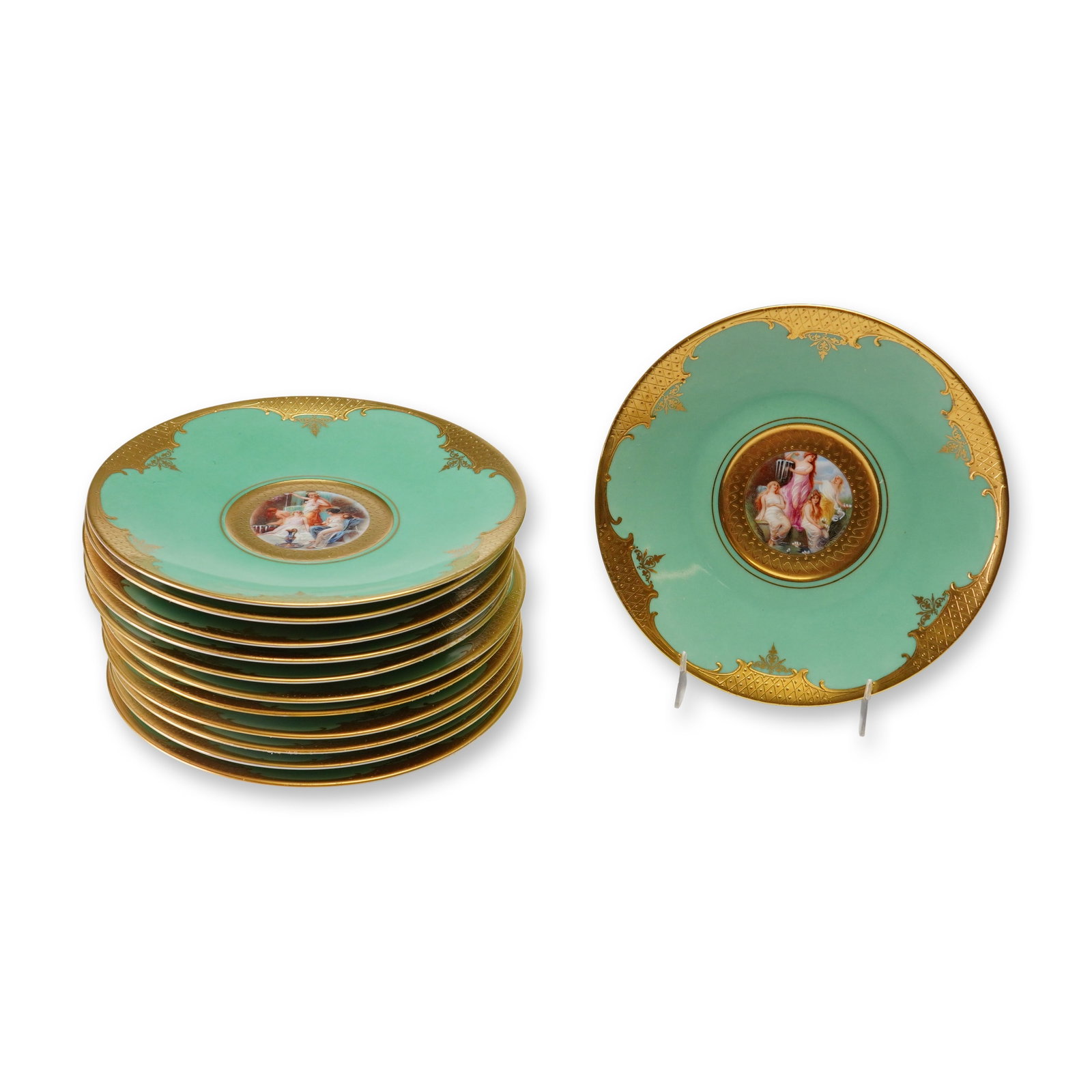 A Set of Twelve Carlsbad Czechoslovakia Hand-Painted Porcelain Dessert Plates (1 of 3)