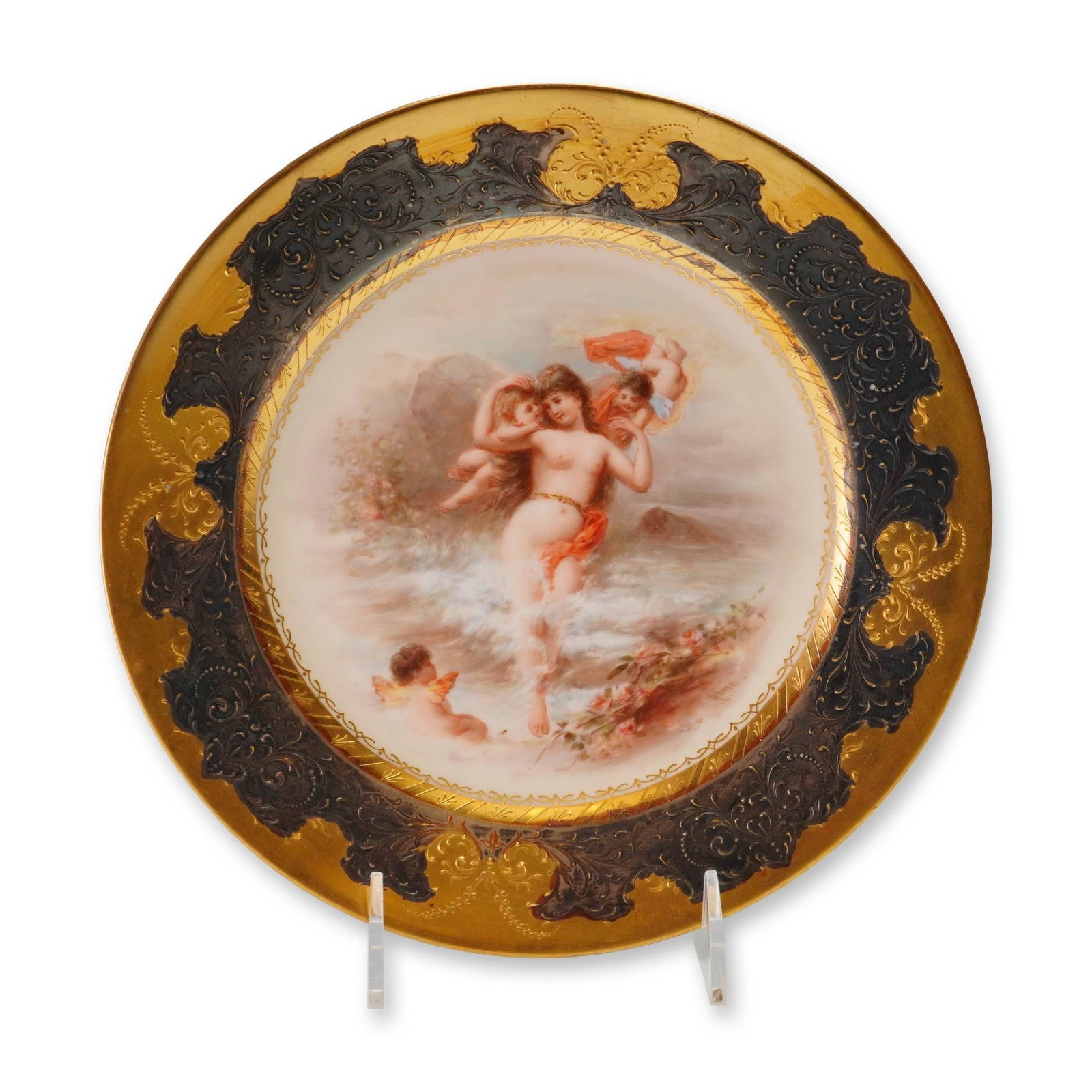 Royal Vienna Style Hand-Painted Porcelain Cabinet Plate (1 of 4)