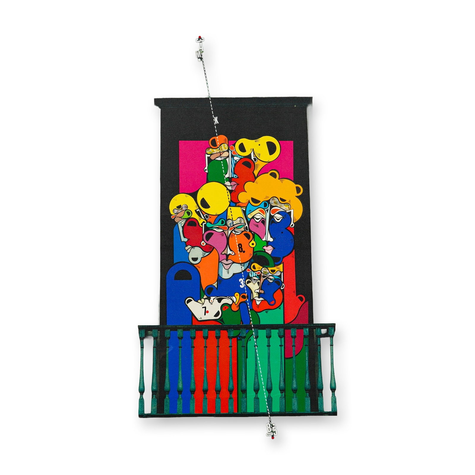Oswald Aulestia Giclee on Canvas Titled Balcony B4: This contemporary giclee on canvas is titled Balcony B4 by the Spanish artist Oswald Aulestia (b. 1946). The composition features a photographic image of a classical architectural window facade juxtap